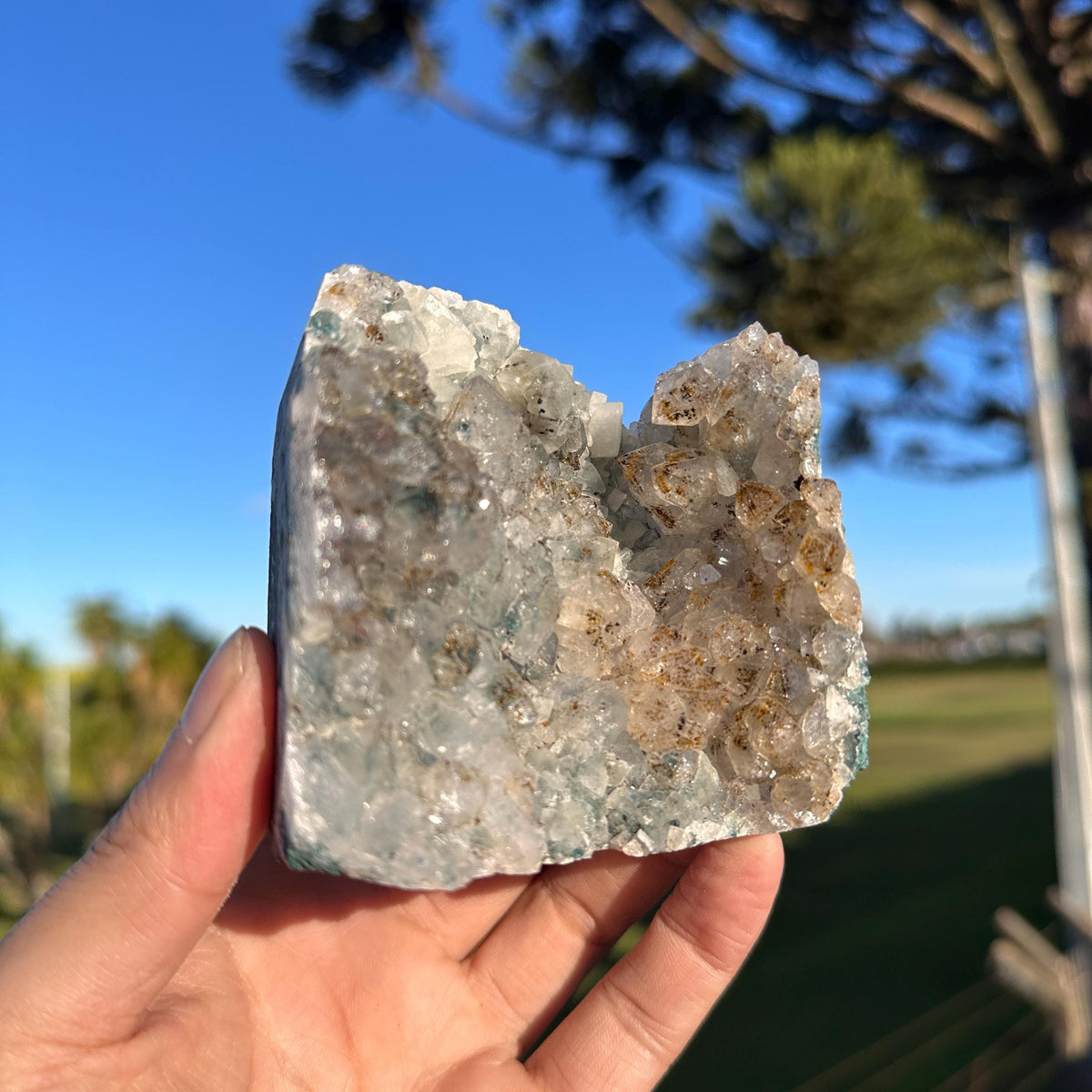Rare Brazilian Phantom Quartz Cluster with Amethyst and Rutile Inclusions, Natural Raw Crystal, One of a Kind Specimen - view 2