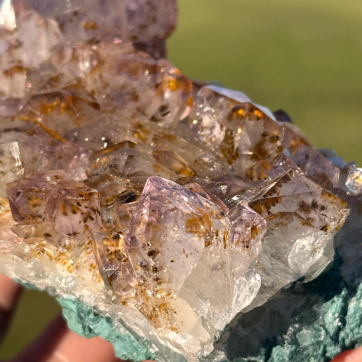Rare Brazilian Amethyst Cluster with Golden Rutile Inclusions, Natural Rutilated Quartz Raw Crystal, Exact Mineral Specimen - view 7
