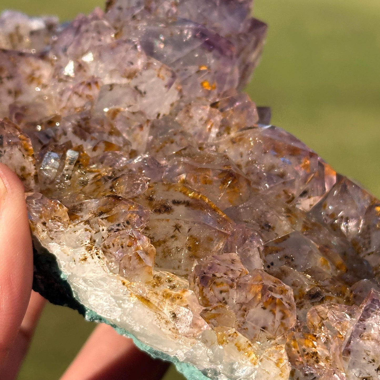 Rare Brazilian Amethyst Cluster with Golden Rutile Inclusions, Natural Rutilated Quartz Raw Crystal, Exact Mineral Specimen - view 8