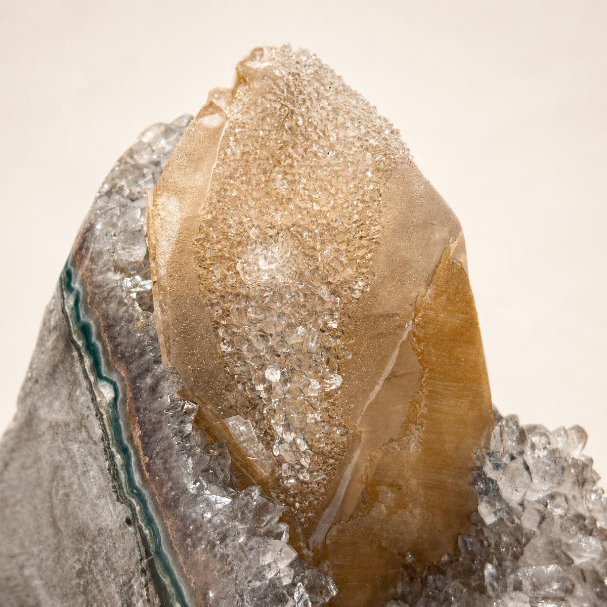 Rare Uruguayan Amethyst with Deep Yellow Calcite, Secondary Amethyst Crystal Growth, Museum Grade Mineral Specimen, Exact Piece - view 7
