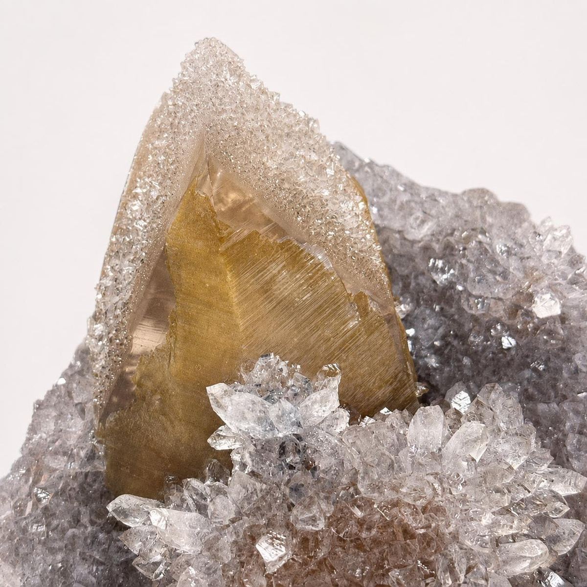 Rare Uruguayan Amethyst with Deep Yellow Calcite, Secondary Amethyst Crystal Growth, Museum Grade Mineral Specimen, Exact Piece - view 8