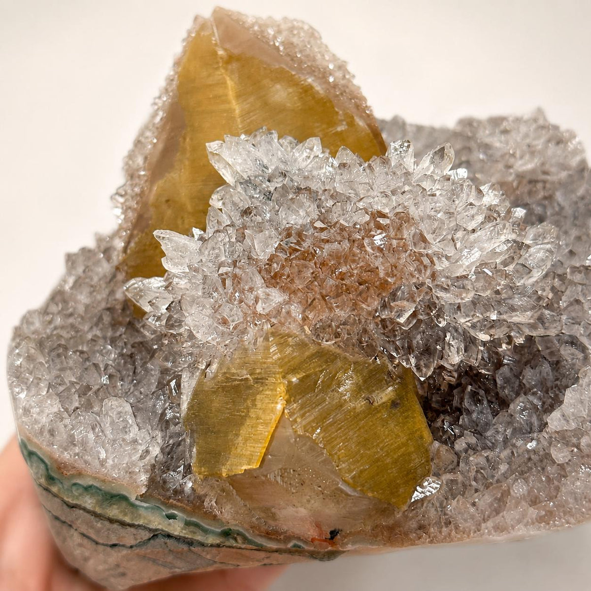 Rare Uruguayan Amethyst with Deep Yellow Calcite, Secondary Amethyst Crystal Growth, Museum Grade Mineral Specimen, Exact Piece - view 9