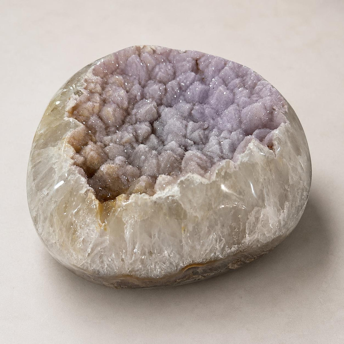 Brazilian Pink Sugar Agate Druzy Display, Large Polished Round Crystal, Natural Agate Geode Decor, Exact Piece - view 8