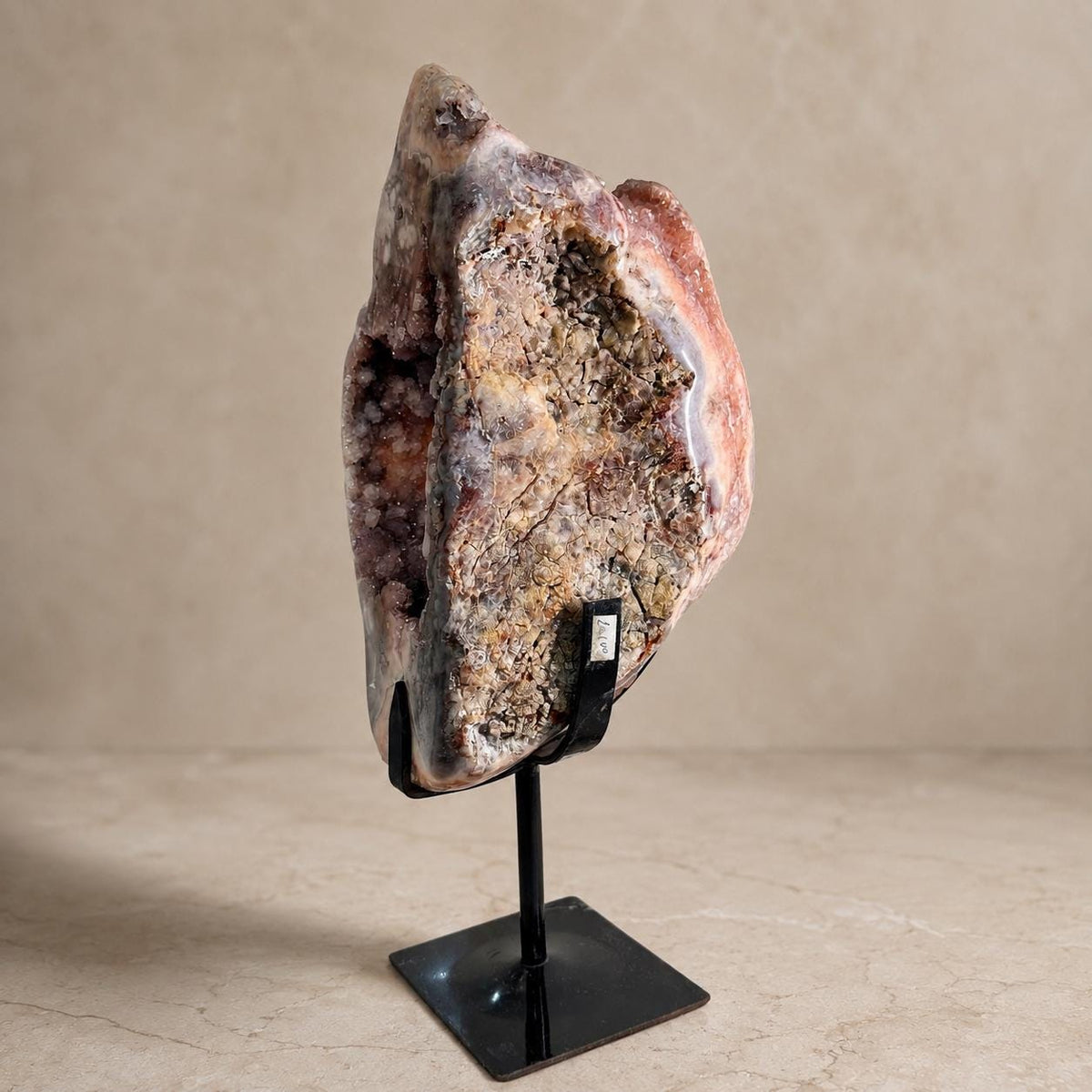 Large Brazilian Pink Amethyst Geode on Metal Stand, 10.1kg Natural Crystal Cave, Statement Mineral Decor, Exact Specimen - view 6