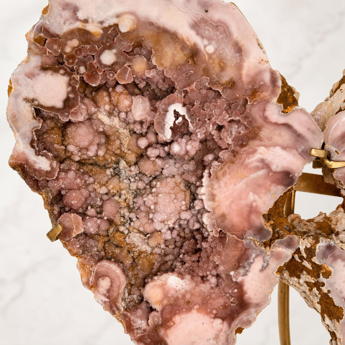 Large Brazilian Pink Amethyst Butterfly on Metal Stand, 11.7kg Bookmatched Crystal Geode, Exact Statement Piece - view 4