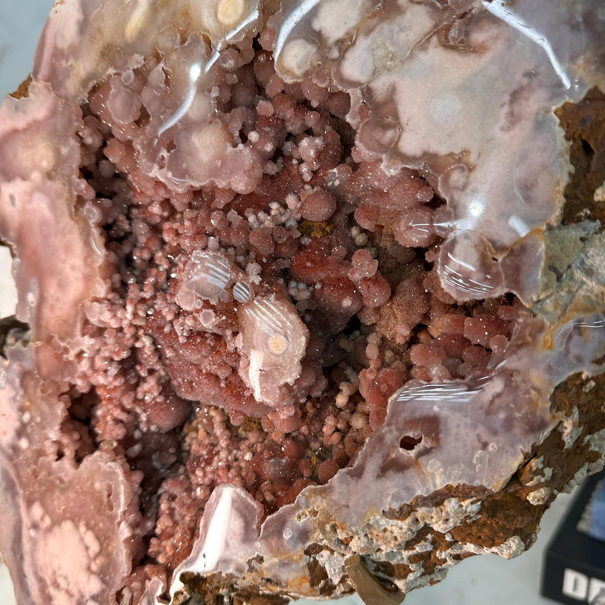 Large Brazilian Pink Amethyst Butterfly on Metal Stand, 11.7kg Bookmatched Crystal Geode, Exact Statement Piece - view 9