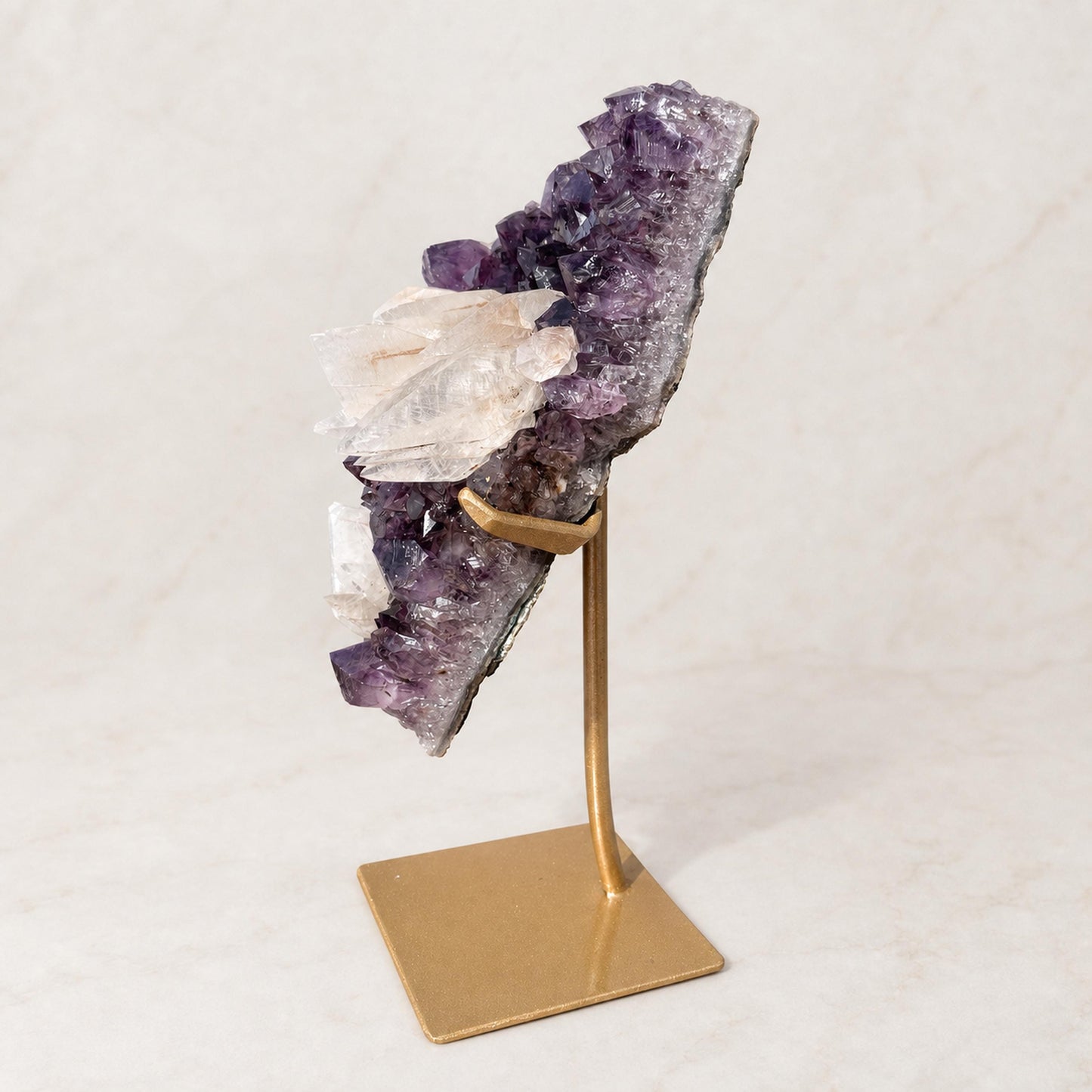 Rare Uruguayan Amethyst and Calcite on Metal Stand, Collector Grade Mineral Specimen, Choose Exact Crystal A or B - view 9
