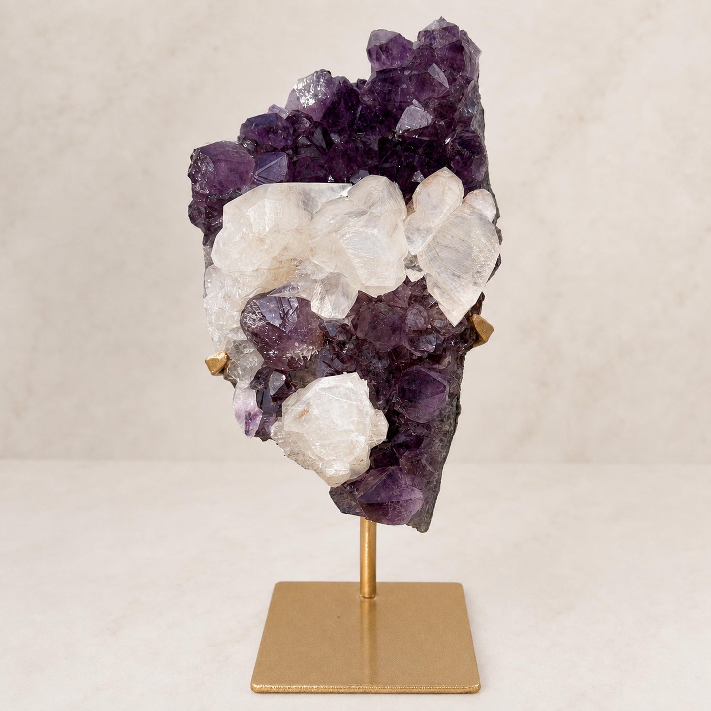 Rare Uruguayan Amethyst and Calcite on Metal Stand, Collector Grade Mineral Specimen, Choose Exact Crystal A or B - view 8