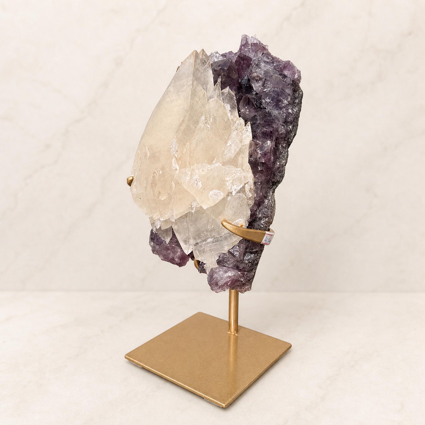 Rare Uruguayan Amethyst and Calcite on Metal Stand, Collector Grade Mineral Specimen, Choose Exact Crystal A or B - view 3