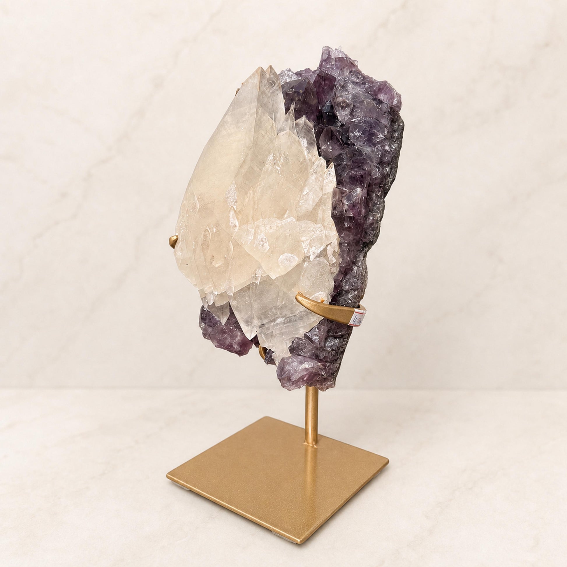 Rare Uruguayan Amethyst and Calcite on Metal Stand, Collector Grade Mineral Specimen, Choose Exact Crystal A or B - view 3