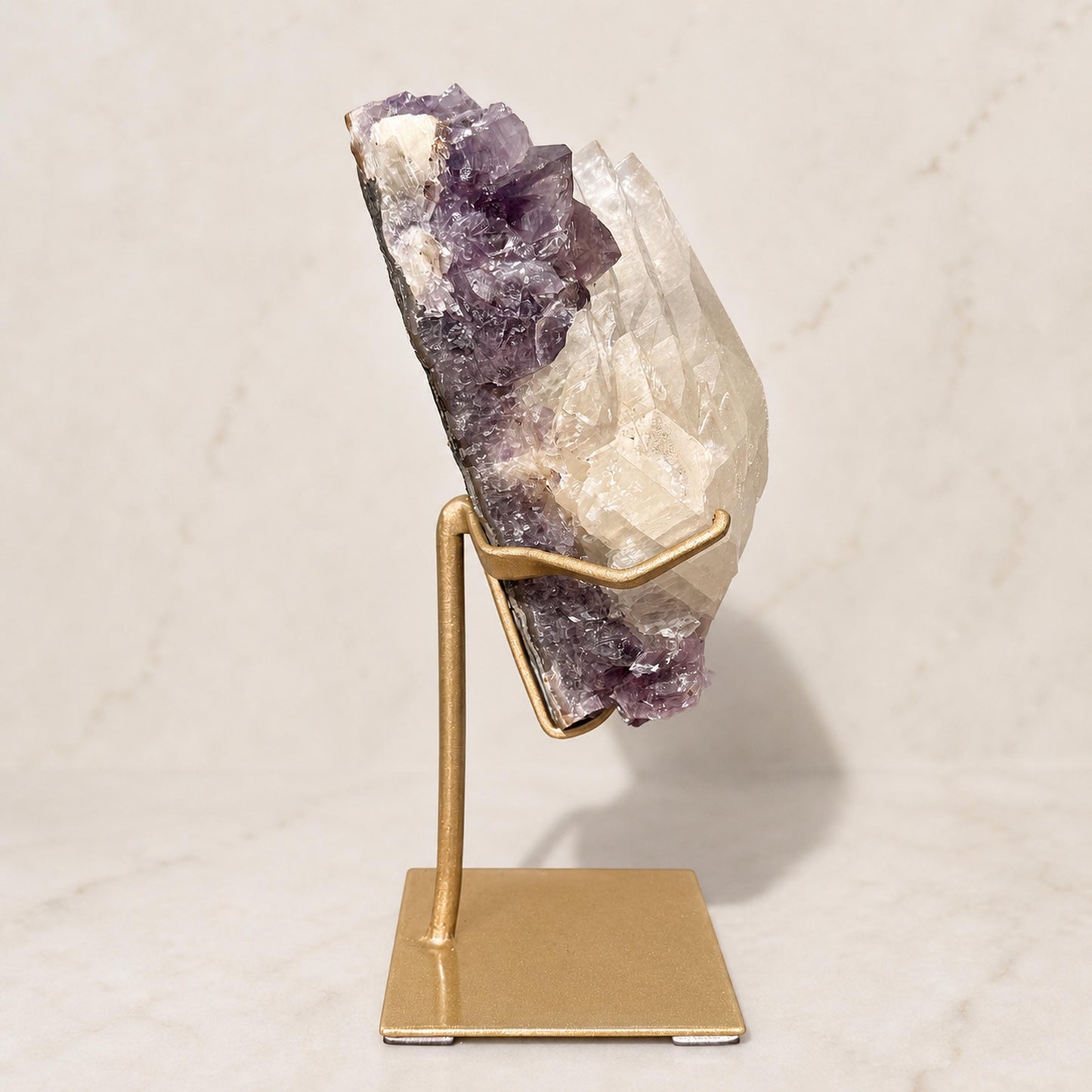 Rare Uruguayan Amethyst and Calcite on Metal Stand, Collector Grade Mineral Specimen, Choose Exact Crystal A or B - view 6