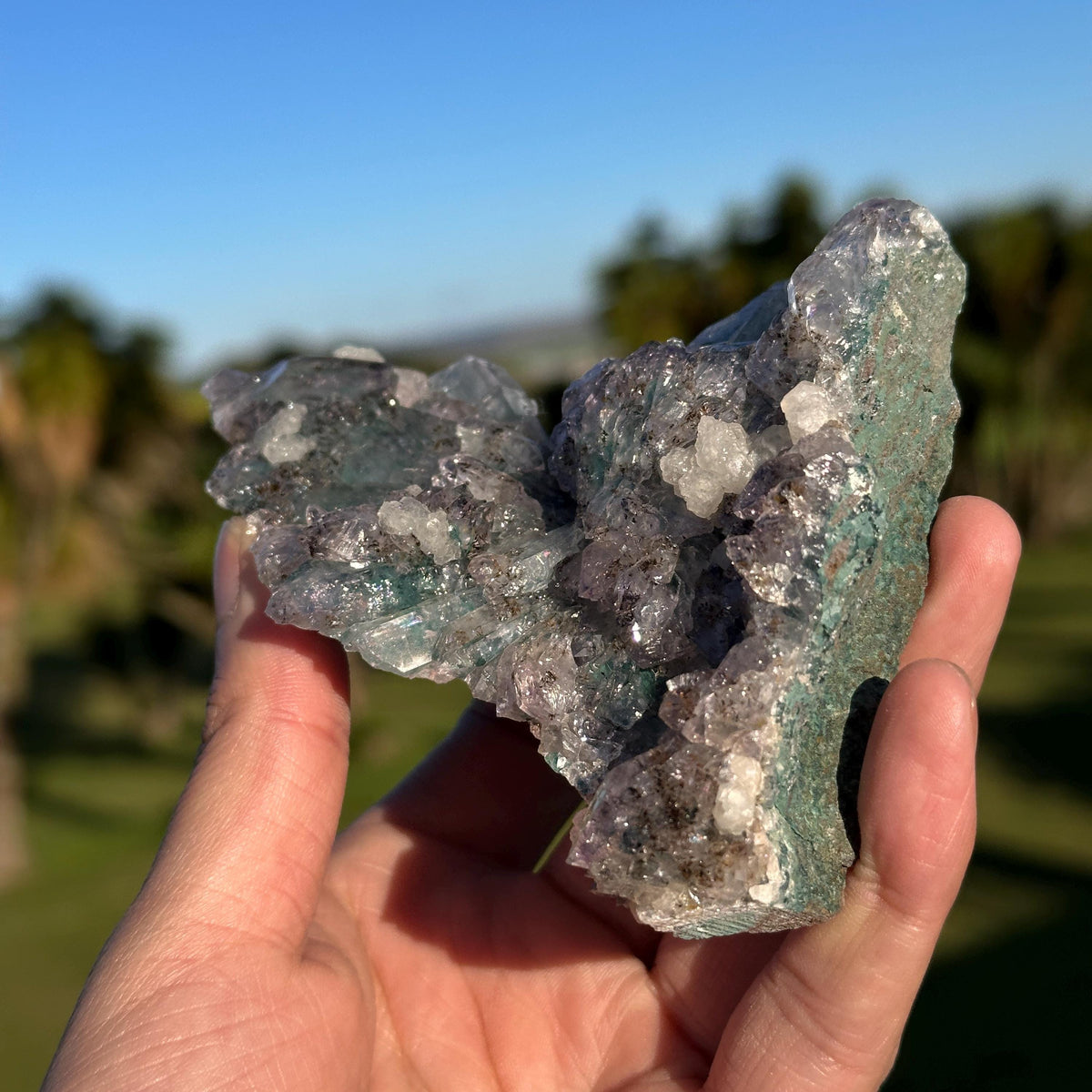 Brazilian Phantom Quartz with Calcite, Natural Included Quartz Crystal Cluster, Exact Mineral Specimen - view 4