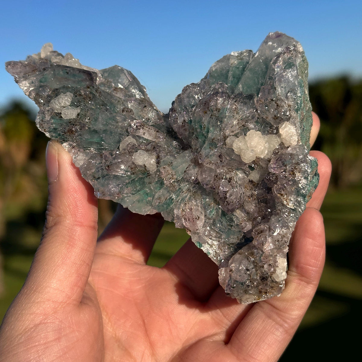 Brazilian Phantom Quartz with Calcite, Natural Included Quartz Crystal Cluster, Exact Mineral Specimen - view 1
