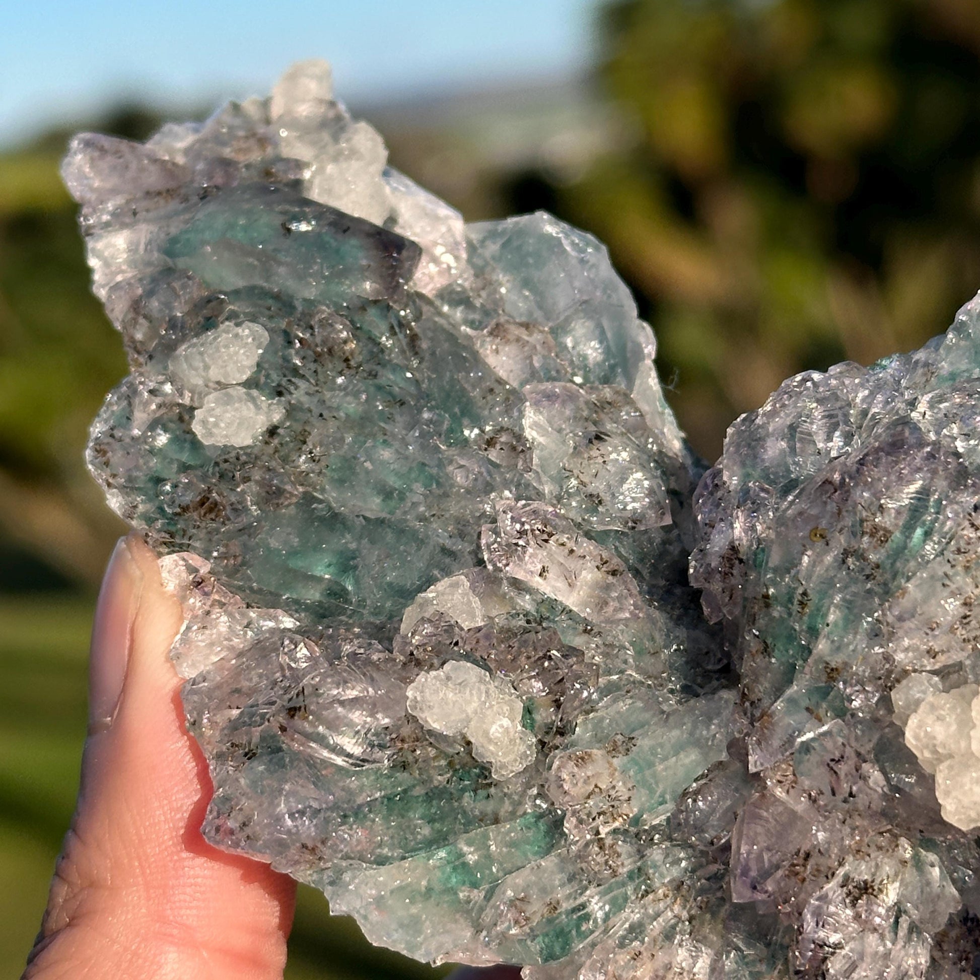 Brazilian Phantom Quartz with Calcite, Natural Included Quartz Crystal Cluster, Exact Mineral Specimen - view 8