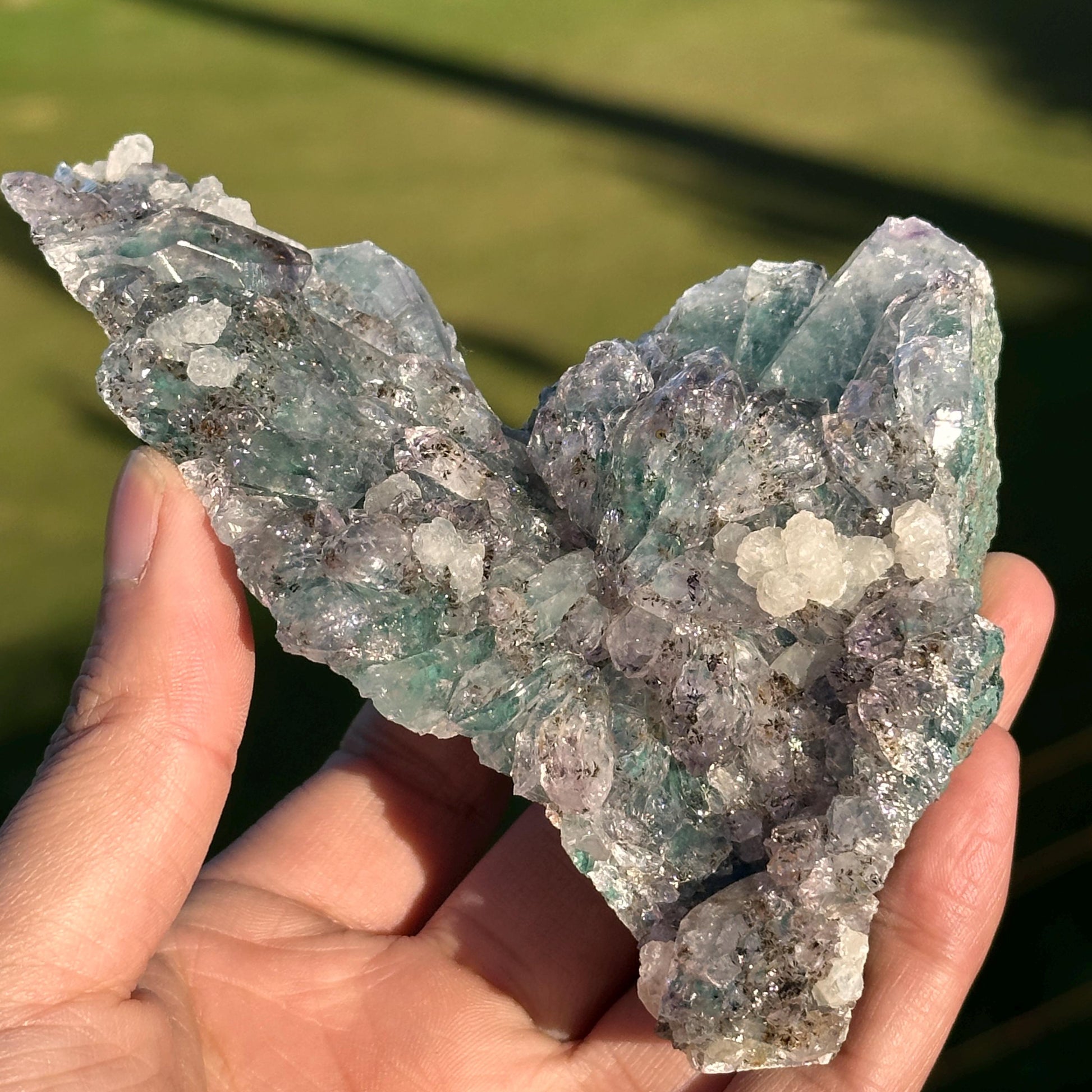 Brazilian Phantom Quartz with Calcite, Natural Included Quartz Crystal Cluster, Exact Mineral Specimen - view 9