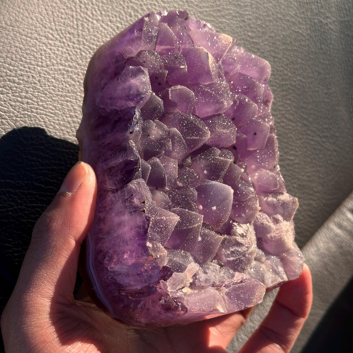 Brazilian Sugar Amethyst with Calcite, Lavender Purple Crystal Cluster, Natural Amethyst Freeform, One of a Kind Specimen - view 6