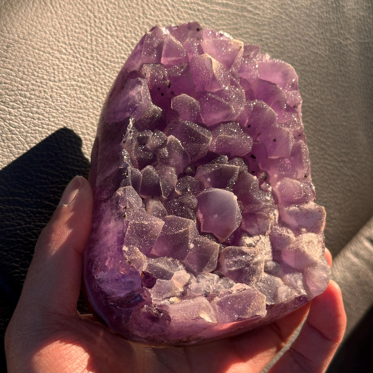 Brazilian Sugar Amethyst with Calcite, Lavender Purple Crystal Cluster, Natural Amethyst Freeform, One of a Kind Specimen - view 2
