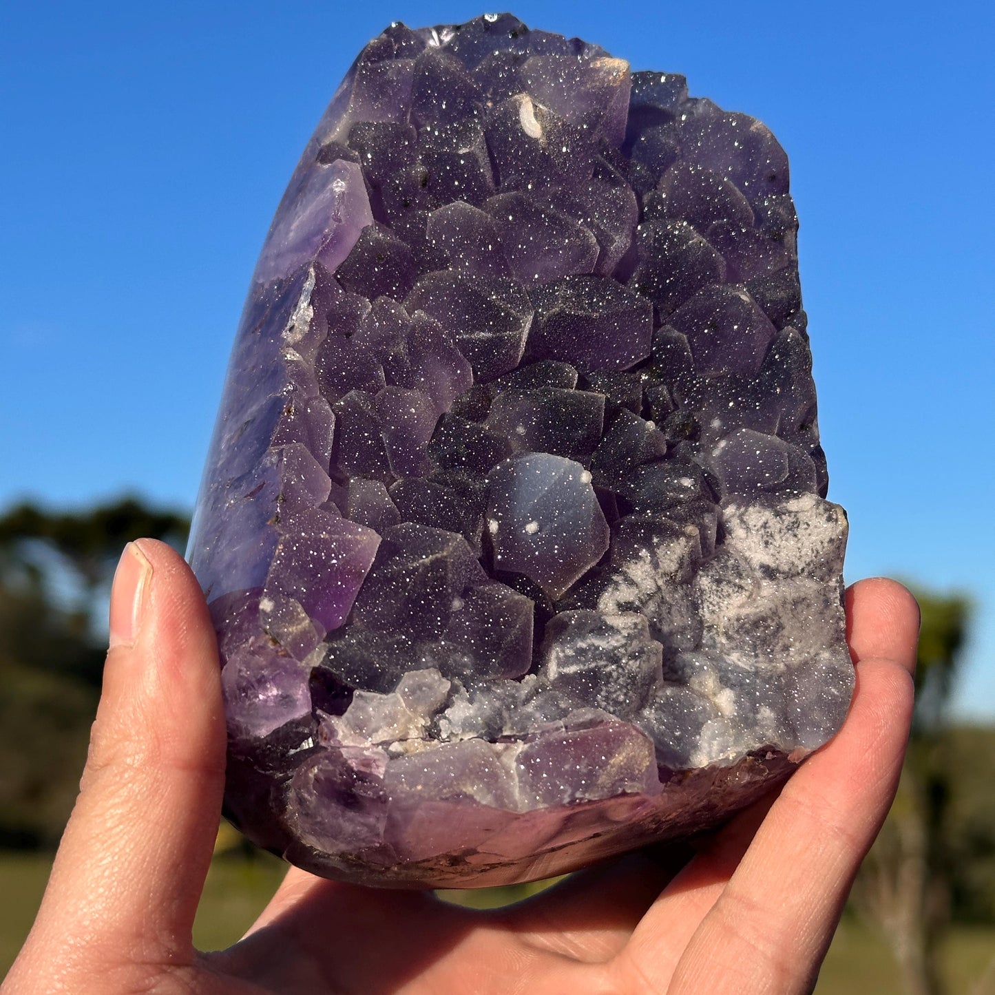 Brazilian Sugar Amethyst with Calcite, Lavender Purple Crystal Cluster, Natural Amethyst Freeform, One of a Kind Specimen - view 1