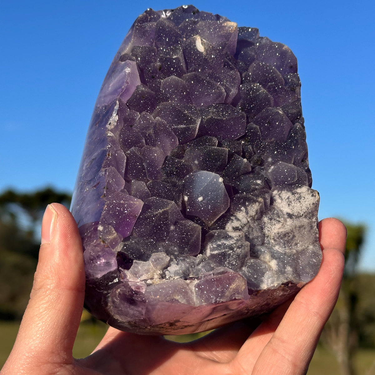 Brazilian Sugar Amethyst with Calcite, Lavender Purple Crystal Cluster, Natural Amethyst Freeform, One of a Kind Specimen - view 1