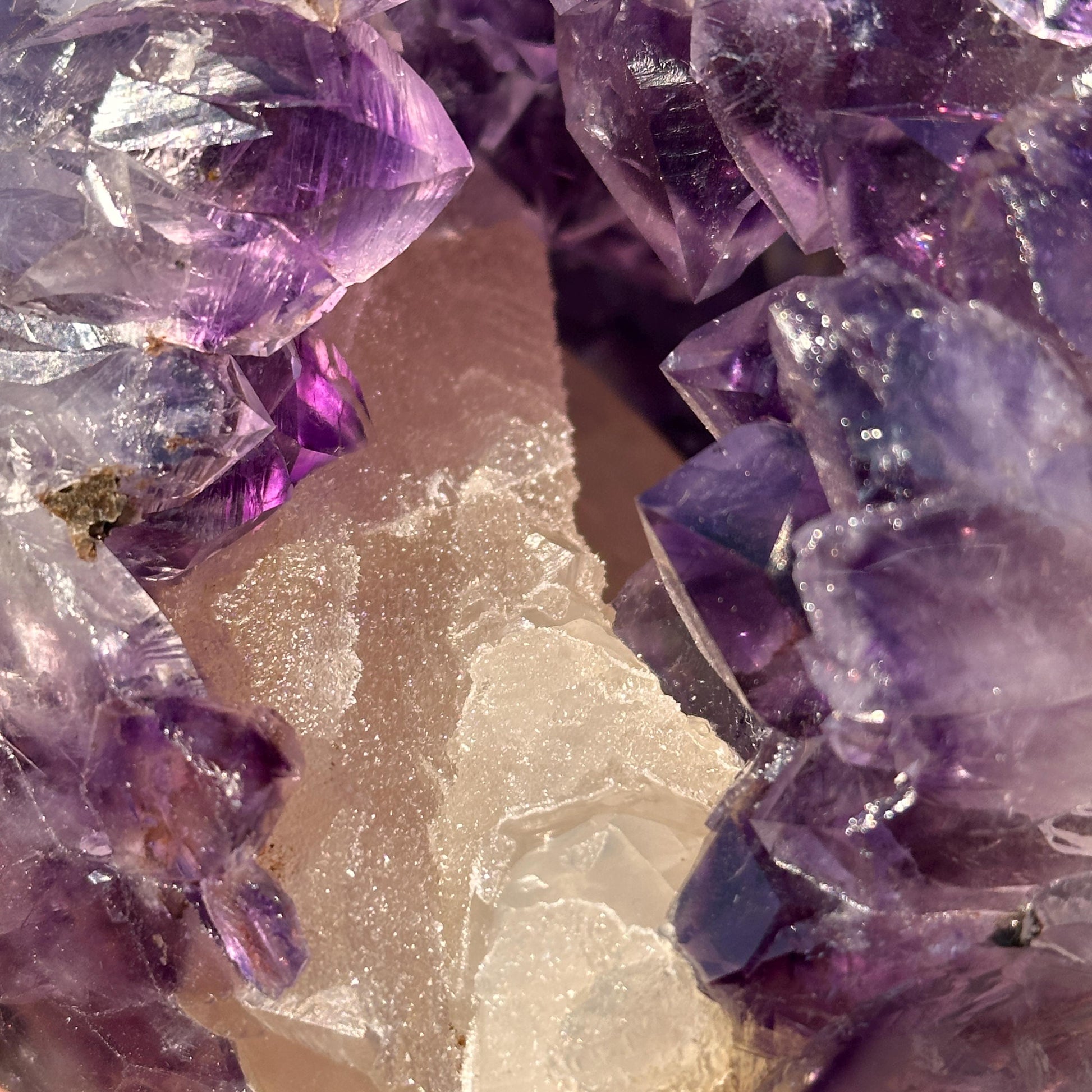 High Quality Brazilian Amethyst Geode Sphere with Large Calcite, Purple Crystal Ball, One of a Kind Collector Specimen - view 9