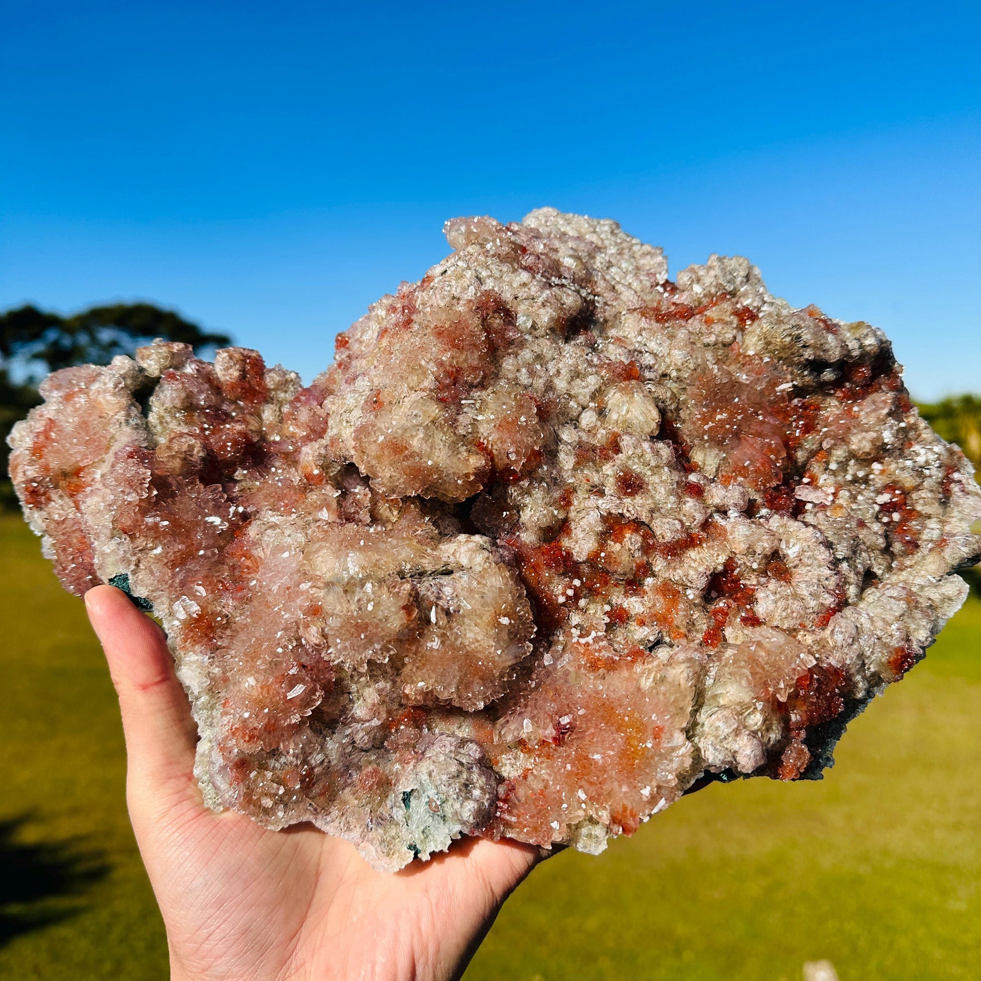 Rare Brazilian Red Included Quartz Cluster, Natural Red Phantom Style Crystal, Raw One of a Kind Collector Specimen - view 1