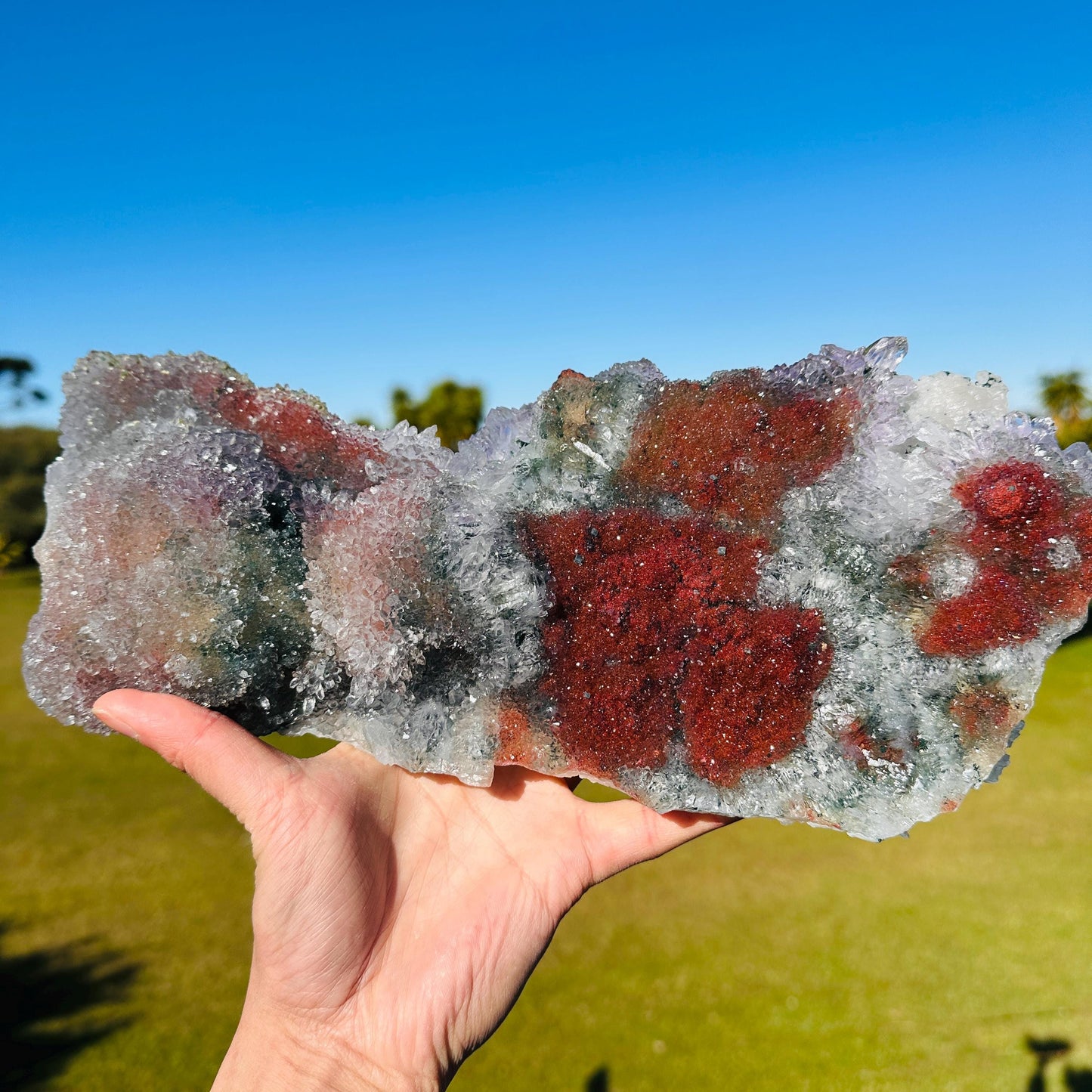 Rare Brazilian Included Quartz Raw Specimen, Fish-Shaped Multicolor Crystal Cluster, One of a Kind Collector Stone - view 1