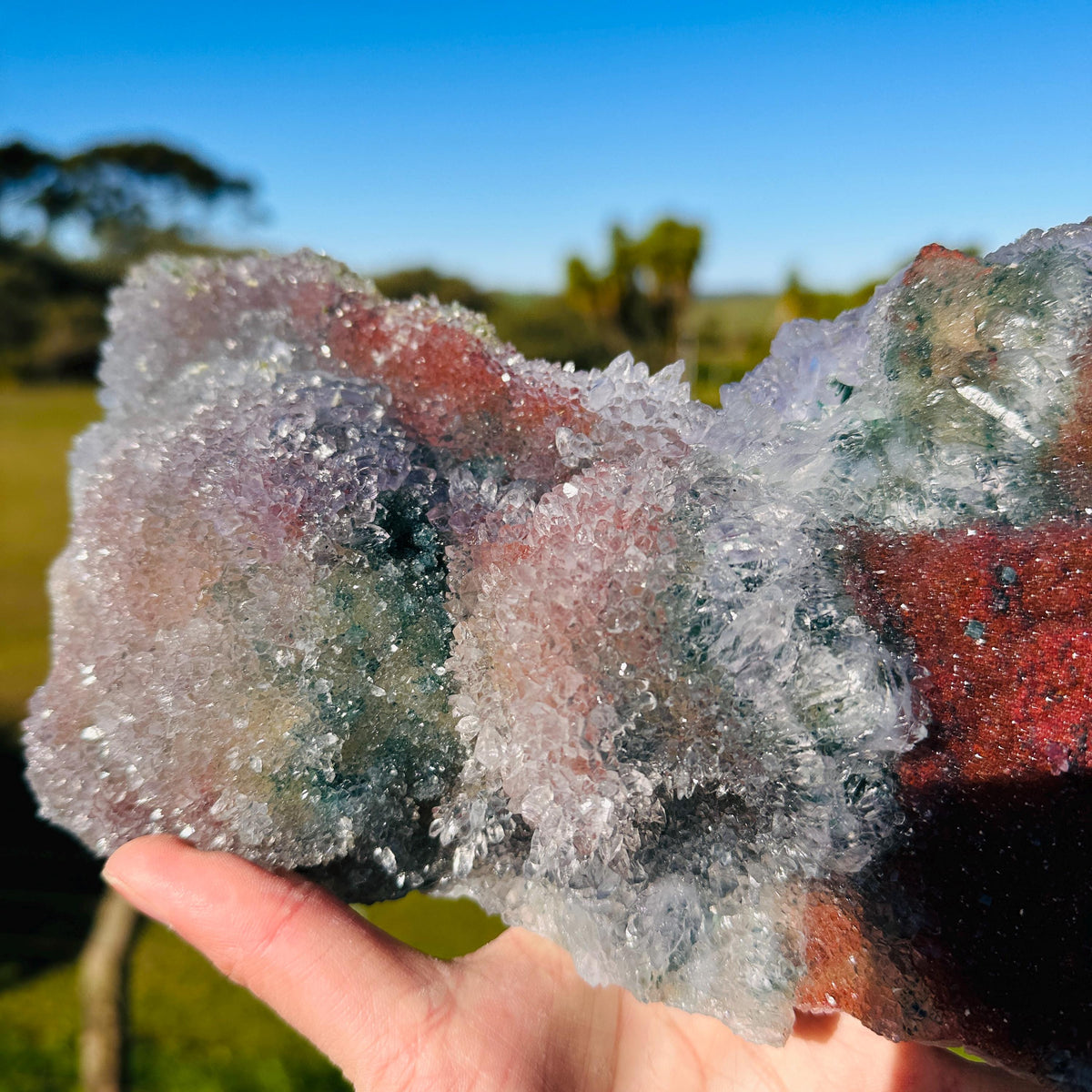 Rare Brazilian Included Quartz Raw Specimen, Fish-Shaped Multicolor Crystal Cluster, One of a Kind Collector Stone - view 7