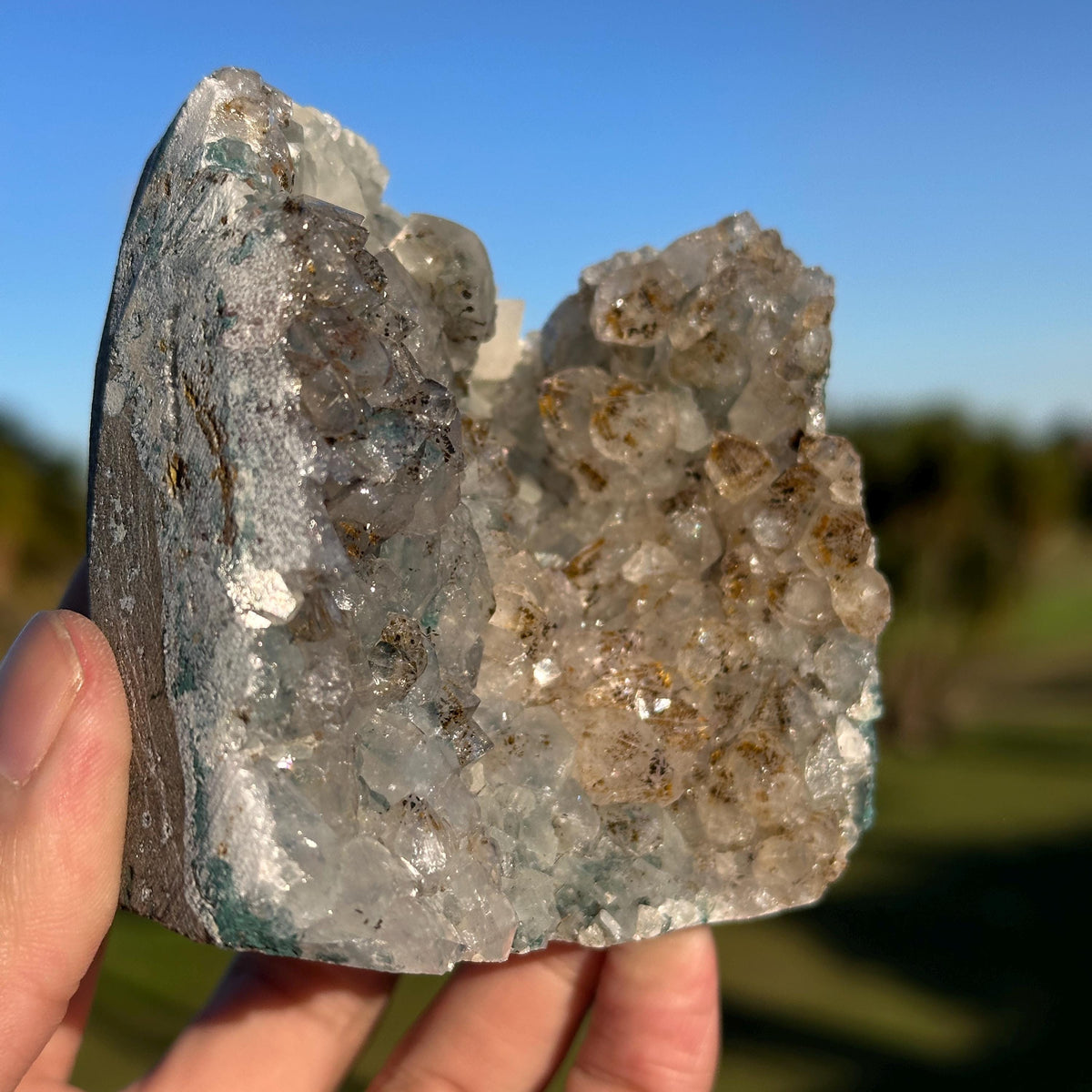 Rare Brazilian Phantom Quartz Cluster with Amethyst and Rutile Inclusions, Natural Raw Crystal, One of a Kind Specimen - view 6
