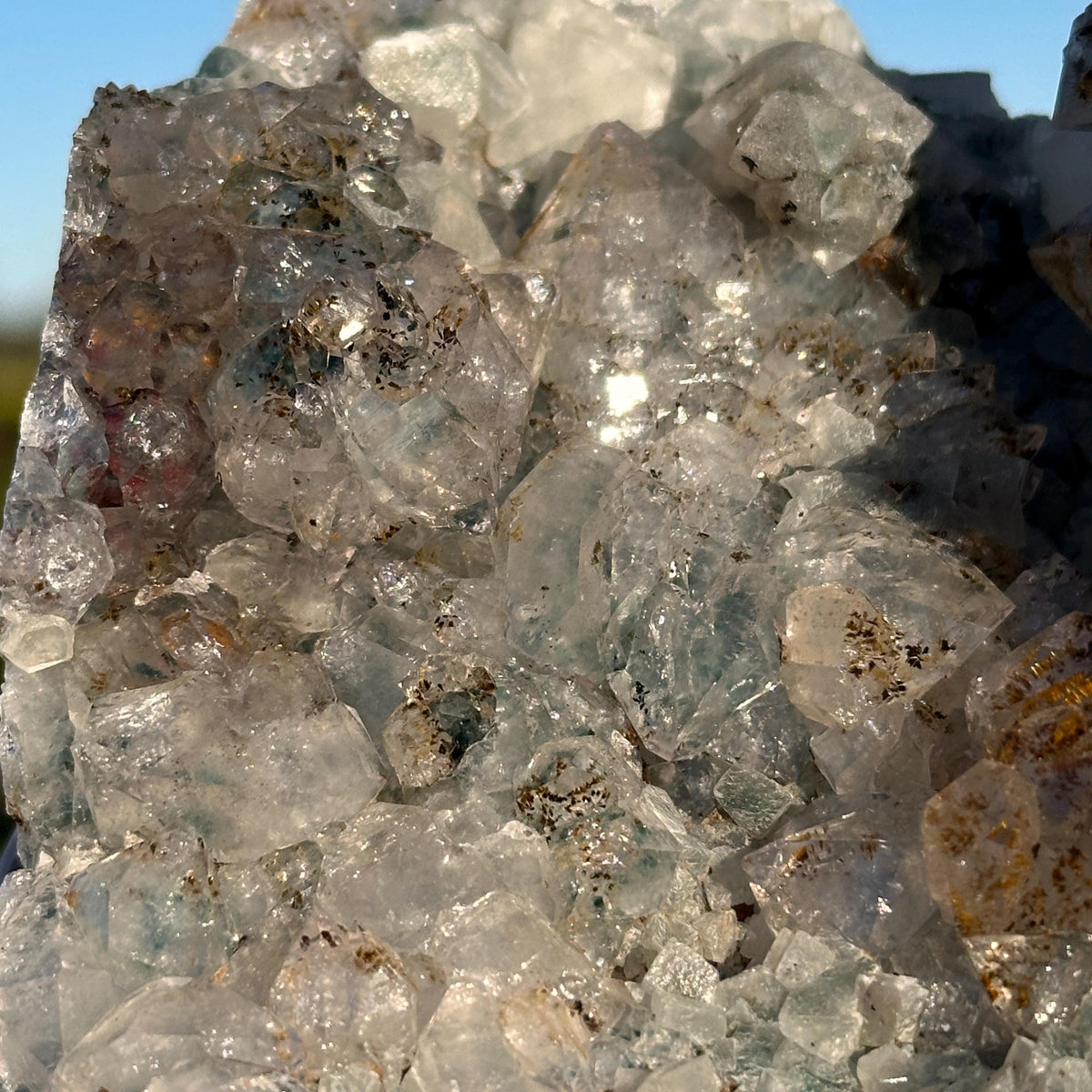 Rare Brazilian Phantom Quartz Cluster with Amethyst and Rutile Inclusions, Natural Raw Crystal, One of a Kind Specimen - view 9