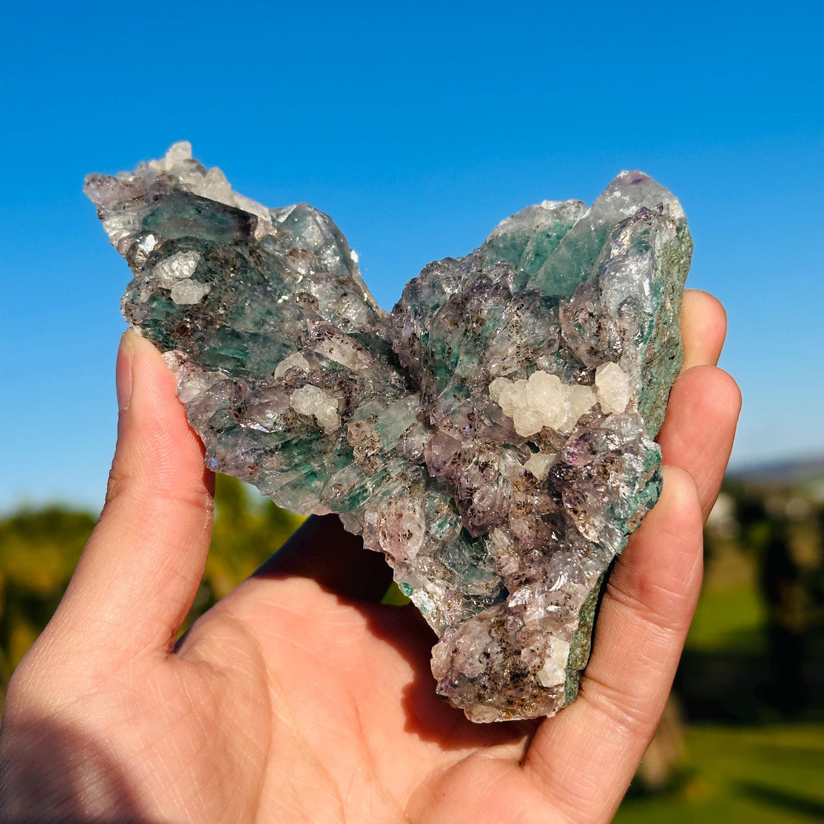 Rare Brazilian Green Phantom Quartz Cluster, Natural Included Quartz Raw Crystal, One of a Kind Mineral Specimen, Exact Piece - view 1