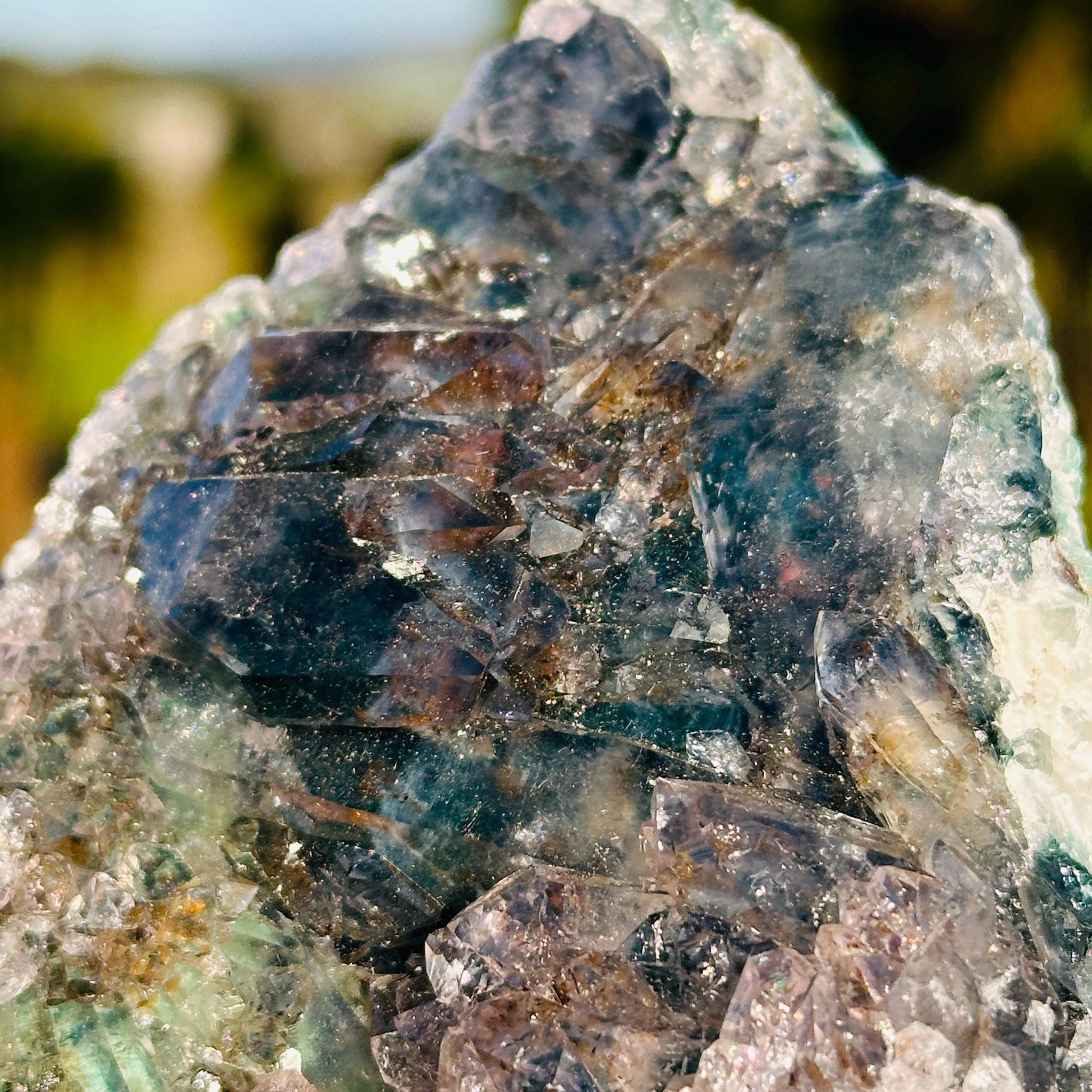 Rare Brazilian Green Phantom Quartz with Rutile Inclusions, Natural Raw Crystal Cluster, One of a Kind Mineral Specimen, Exact Piece - view 1