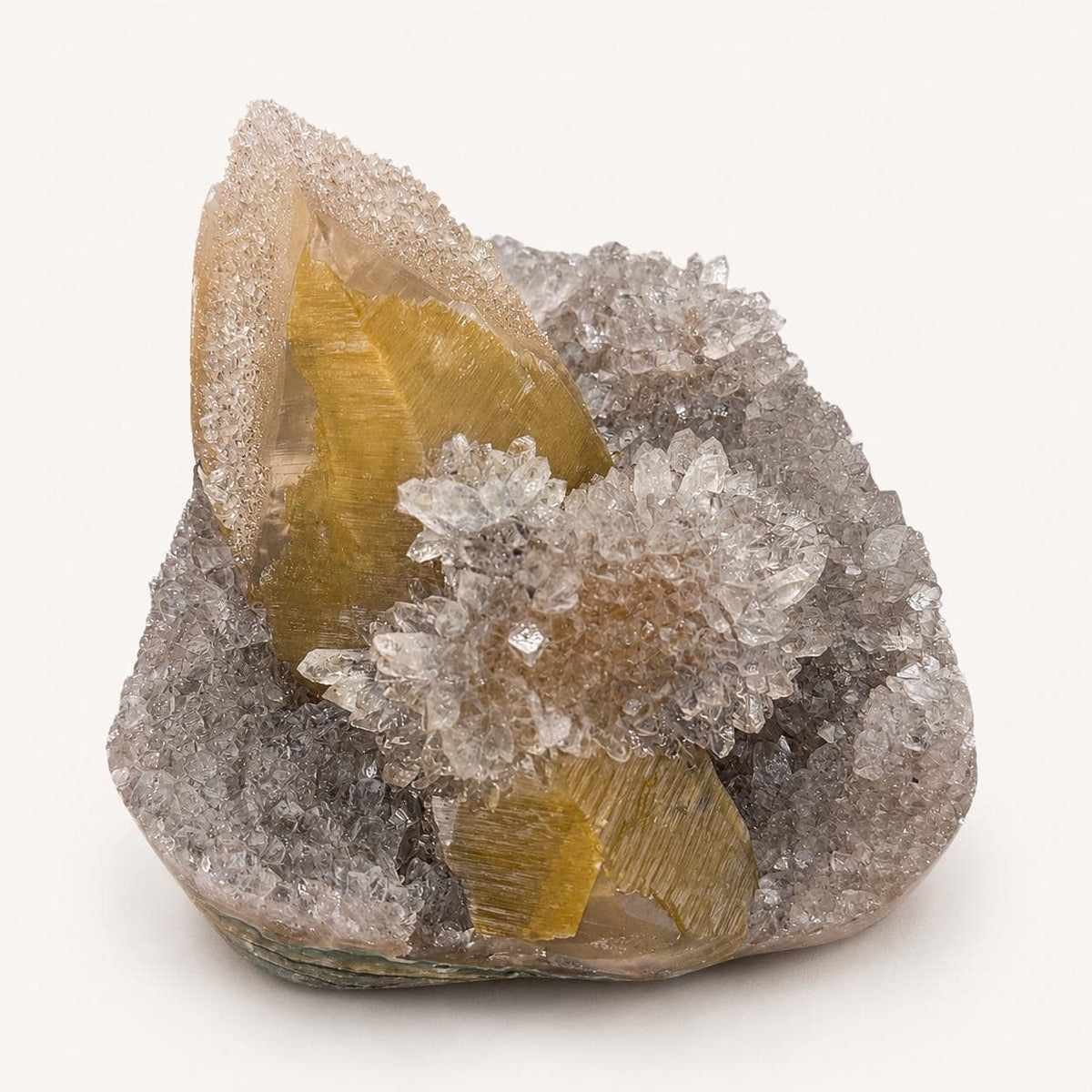 Rare Uruguayan Amethyst with Deep Yellow Calcite, Secondary Amethyst Crystal Growth, Museum Grade Mineral Specimen, Exact Piece - view 1