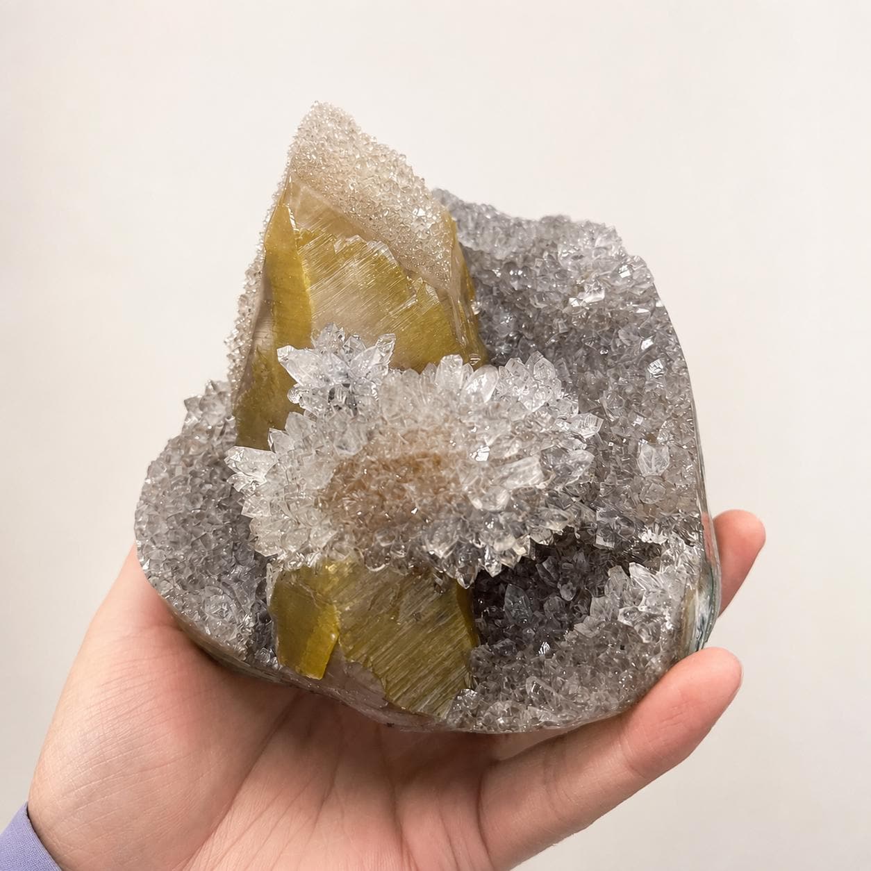 Rare Uruguayan Amethyst with Deep Yellow Calcite, Secondary Amethyst Crystal Growth, Museum Grade Mineral Specimen, Exact Piece - view 5