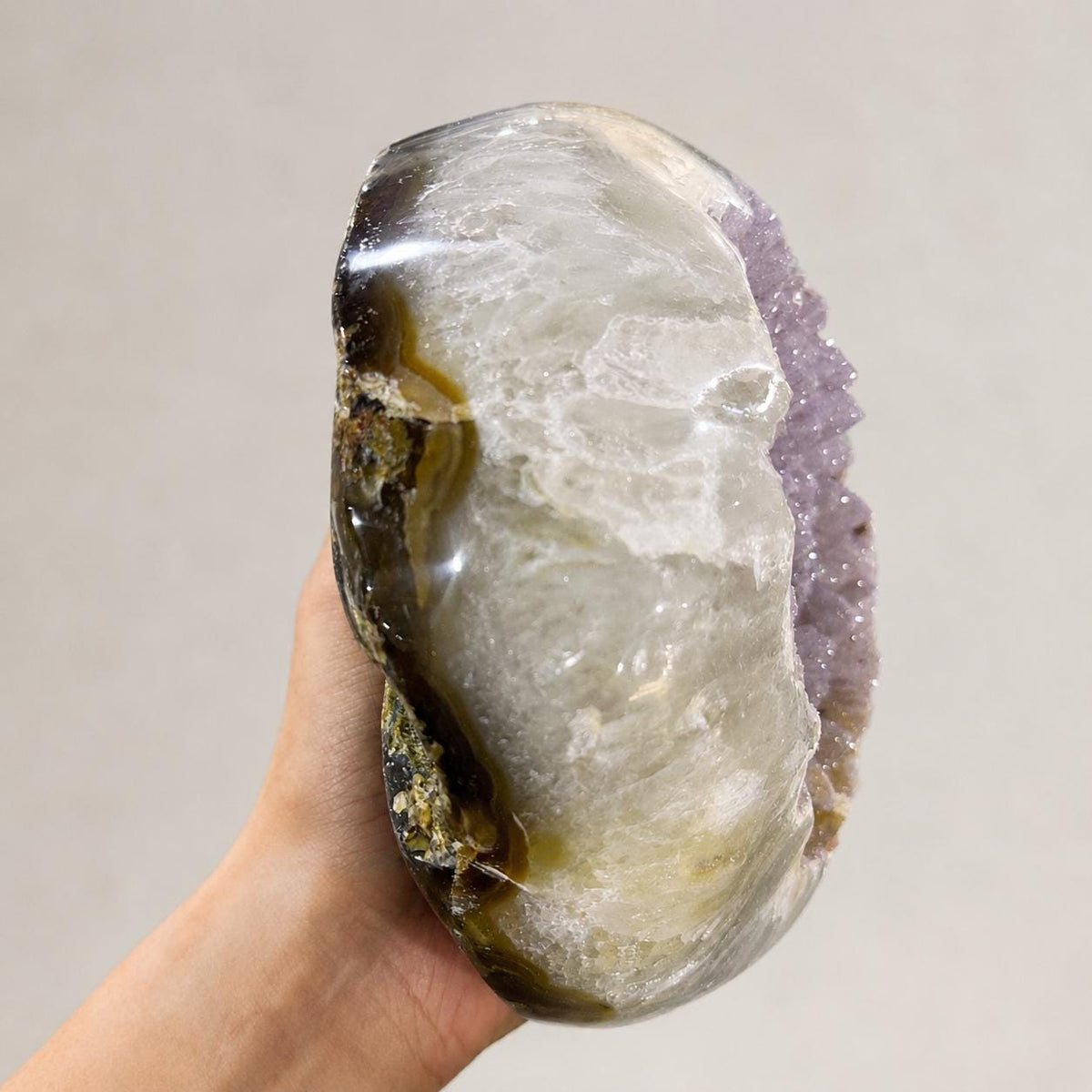Brazilian Pink Sugar Agate Druzy Display, Large Polished Round Crystal, Natural Agate Geode Decor, Exact Piece - view 6