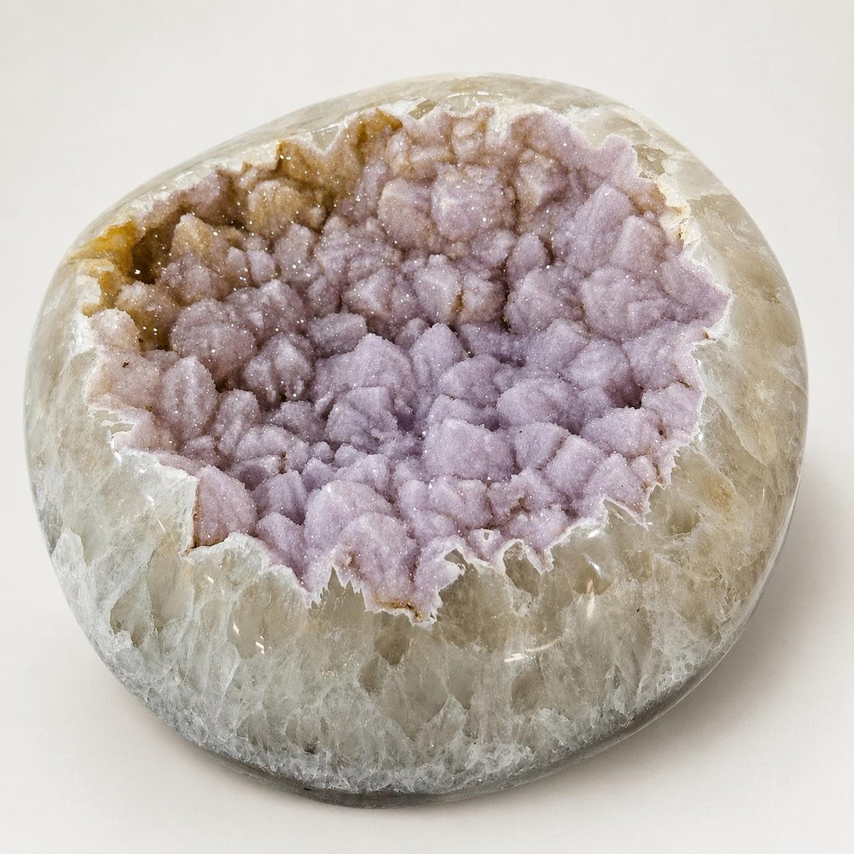 Brazilian Pink Sugar Agate Druzy Display, Large Polished Round Crystal, Natural Agate Geode Decor, Exact Piece - view 9