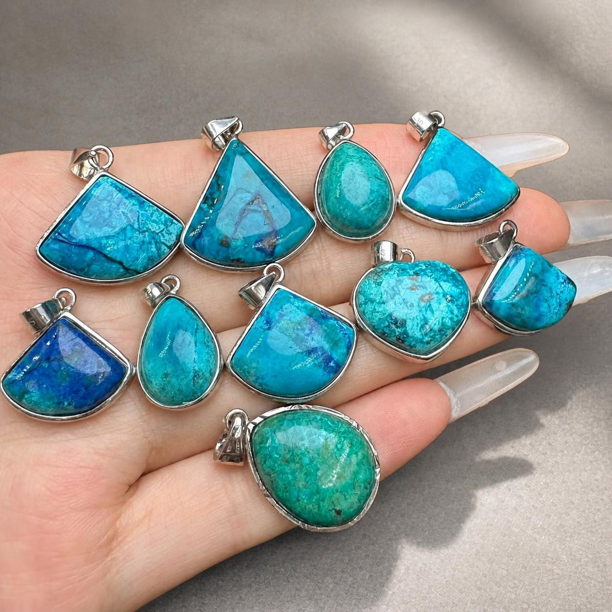 Phoenix Turquoise Geometric Necklace, Sterling Silver Pendant, Blue Natural Stone Jewelry Gift - view 3