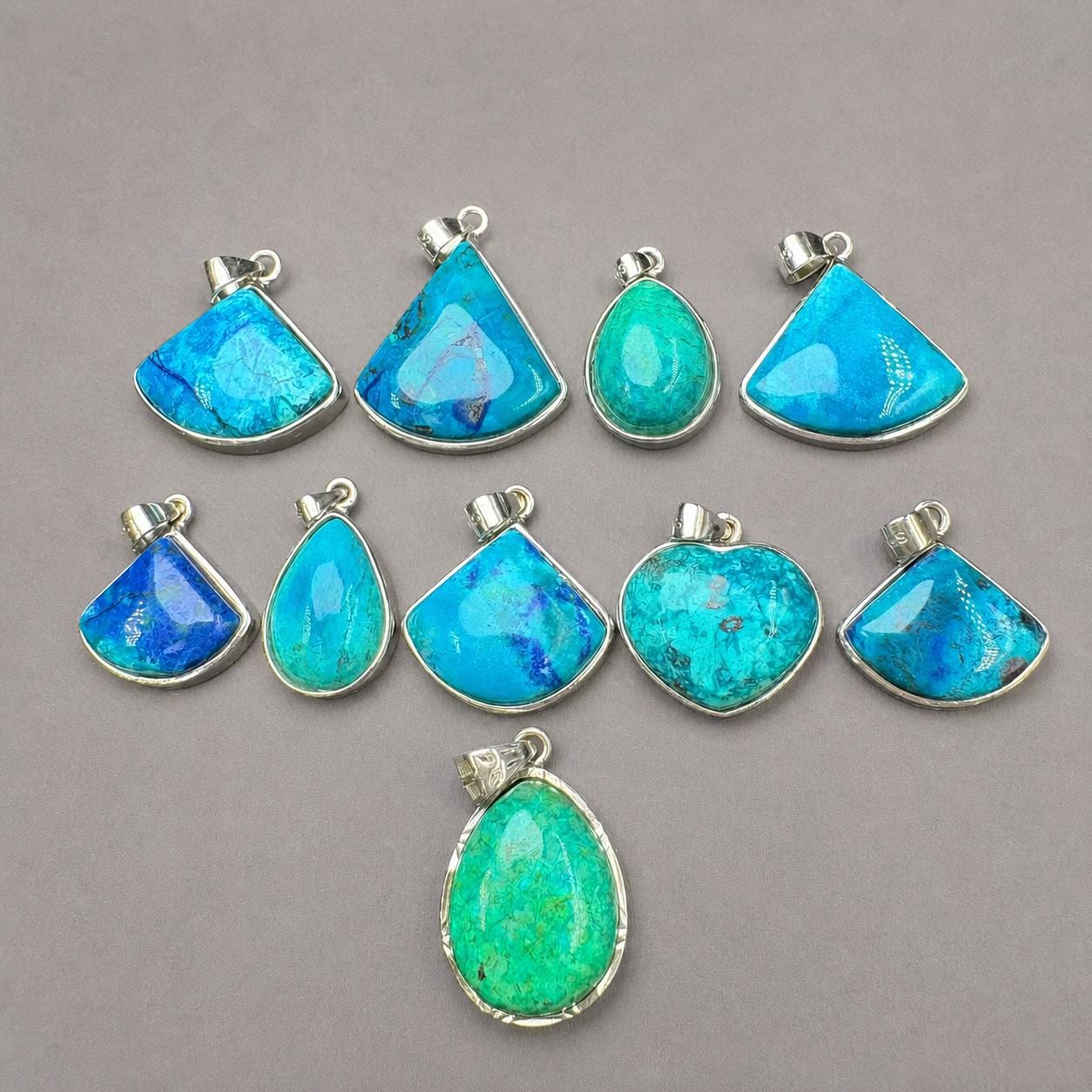 Phoenix Turquoise Geometric Necklace, Sterling Silver Pendant, Blue Natural Stone Jewelry Gift - view 6