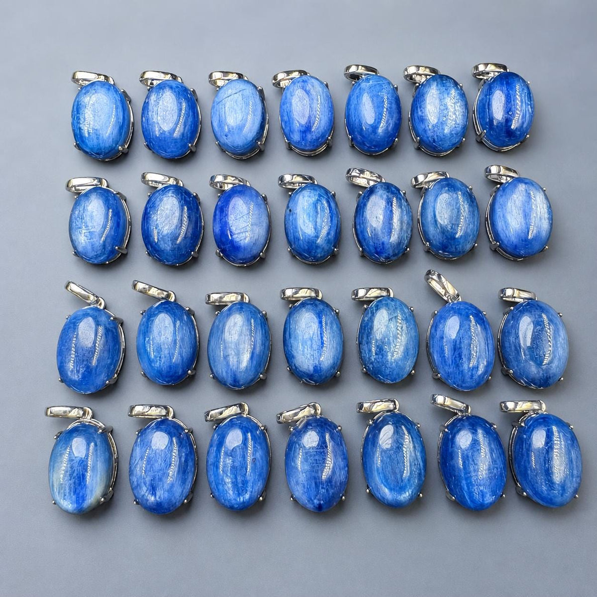 Blue Kyanite Oval Necklace, Copper Pendant with Sterling Silver Chain, Natural Stone Jewelry - view 6