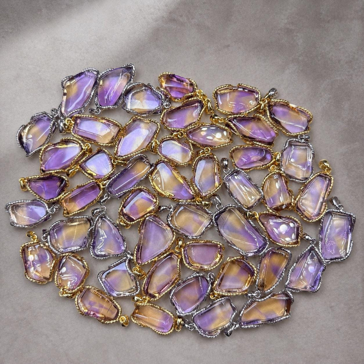 Ametrine Freeform Necklace, Gold Plated Sterling Silver Pendant, Purple Yellow Faceted Gemstone Jewelry - view 5