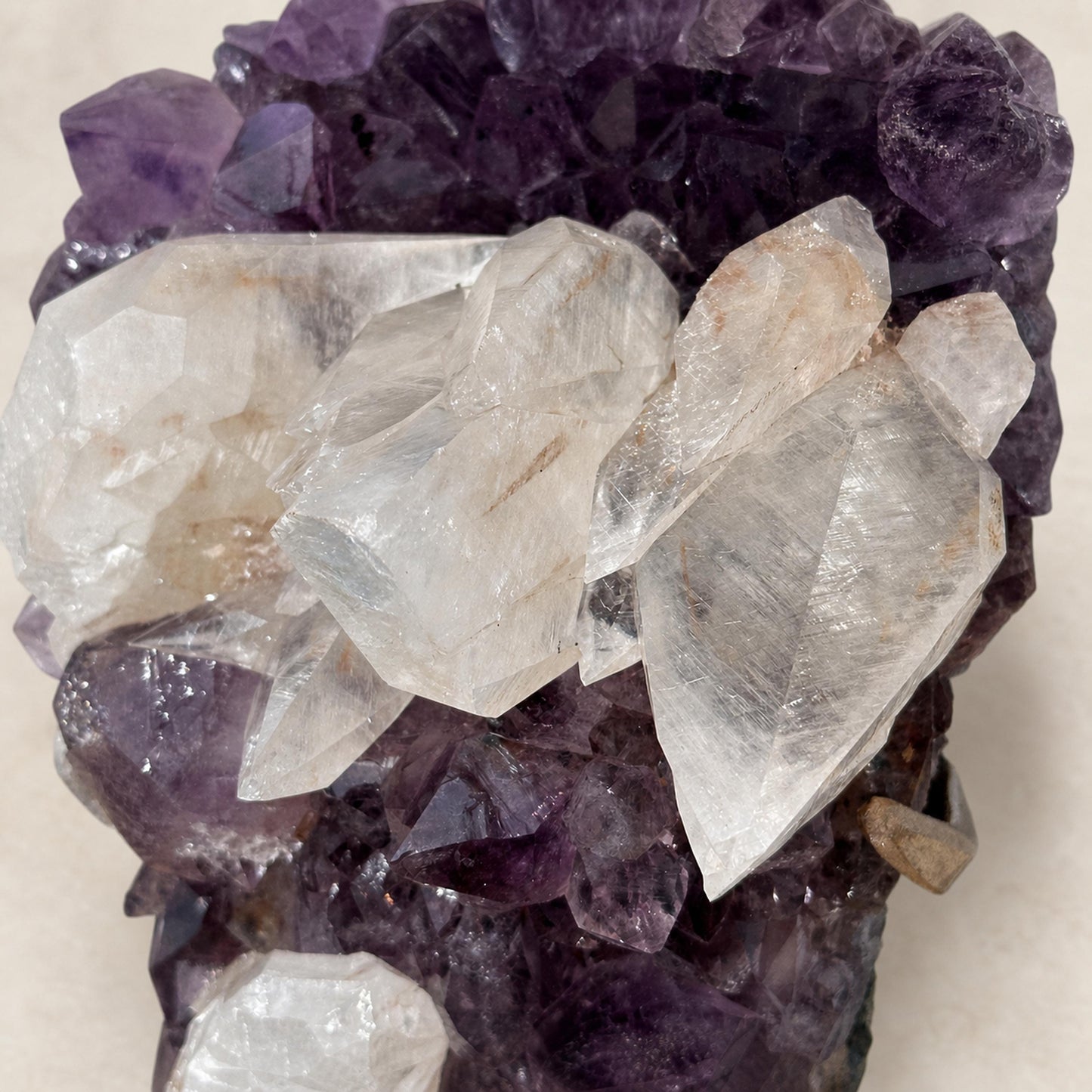 Rare Uruguayan Amethyst and Calcite on Metal Stand, Collector Grade Mineral Specimen, Choose Exact Crystal A or B - view 7
