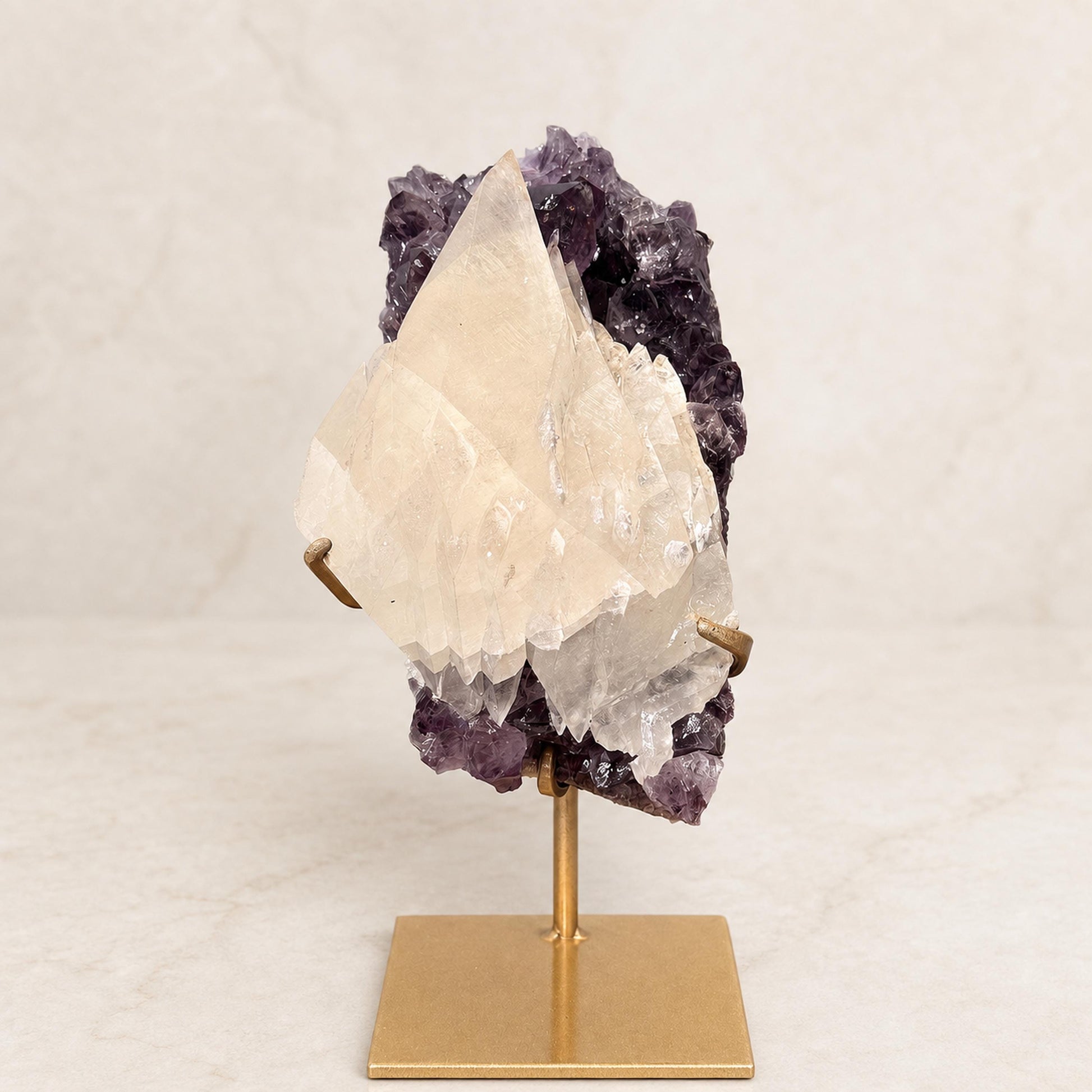 Rare Uruguayan Amethyst and Calcite on Metal Stand, Collector Grade Mineral Specimen, Choose Exact Crystal A or B - view 2