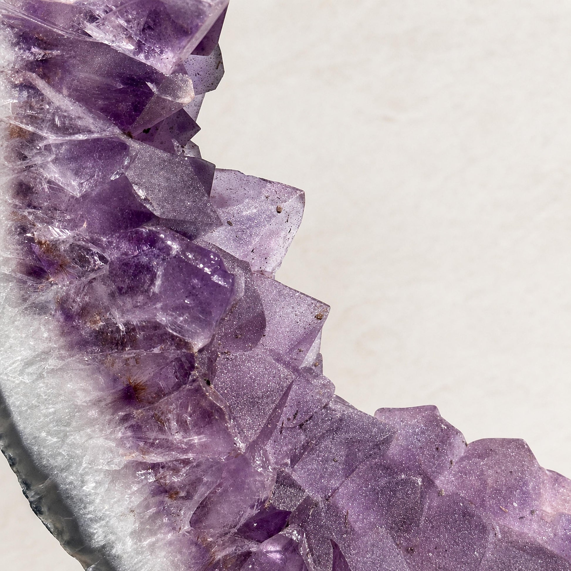 Brazilian Sugar Amethyst and Calcite Ring on Metal Stand, Crystal Geode Circle Display, 2.4kg Exact Specimen - view 6