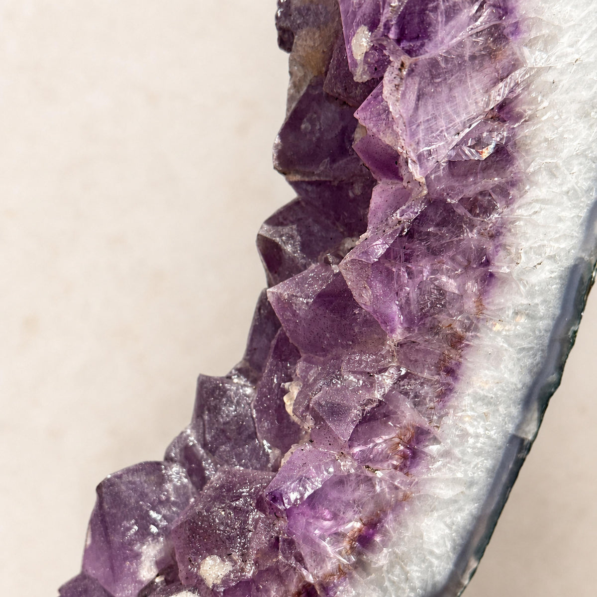 Brazilian Sugar Amethyst and Calcite Ring on Metal Stand, Crystal Geode Circle Display, 2.4kg Exact Specimen - view 7