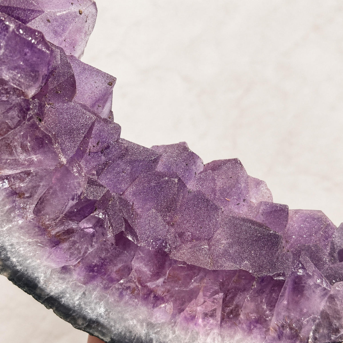 Brazilian Sugar Amethyst and Calcite Ring on Metal Stand, Crystal Geode Circle Display, 2.4kg Exact Specimen - view 5