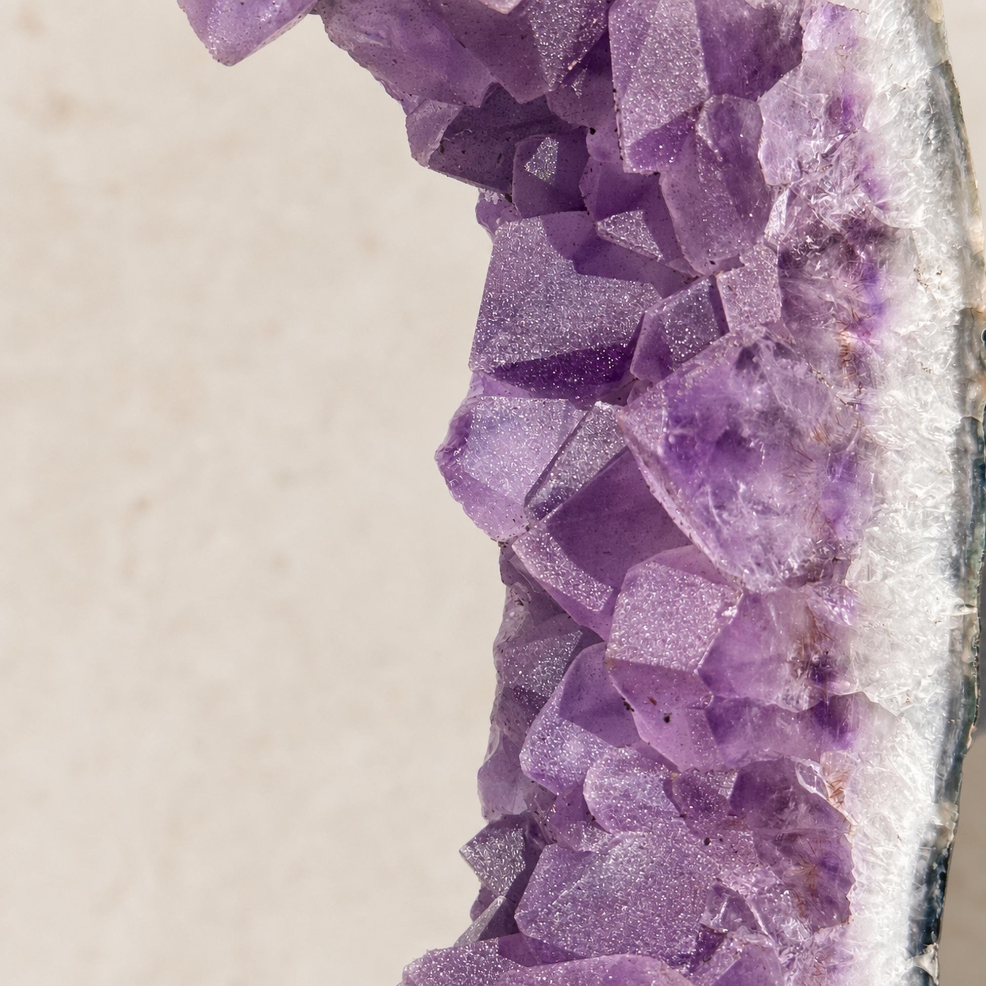 Brazilian Sugar Amethyst and Calcite Ring on Metal Stand, Crystal Geode Circle Display, 2.4kg Exact Specimen - view 8