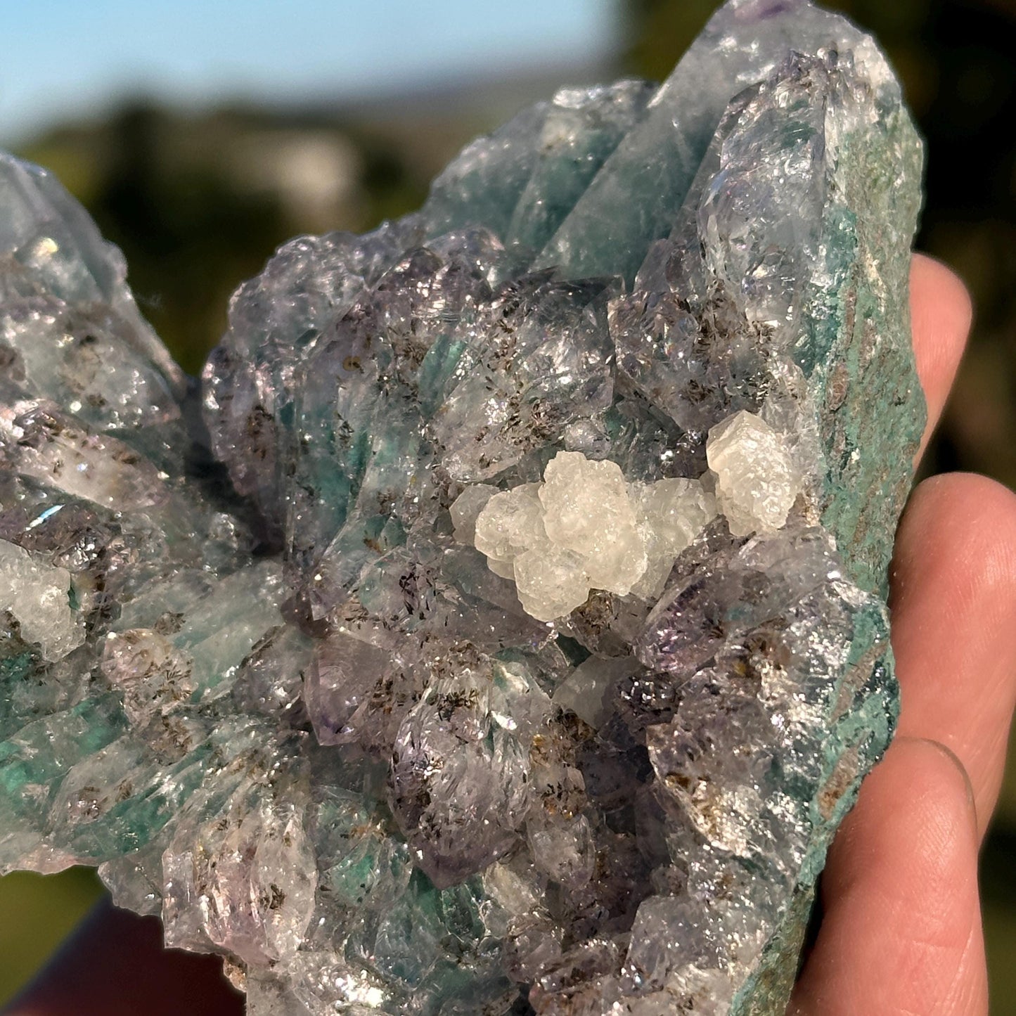 Brazilian Phantom Quartz with Calcite, Natural Included Quartz Crystal Cluster, Exact Mineral Specimen - view 7