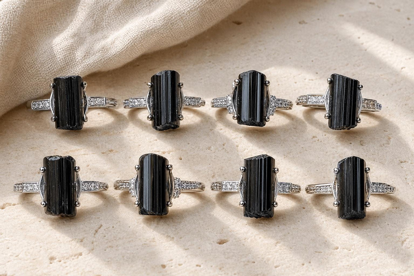 Black Tourmaline Rectangular Ring, Copper Setting, Natural Stone Jewelry - view 3
