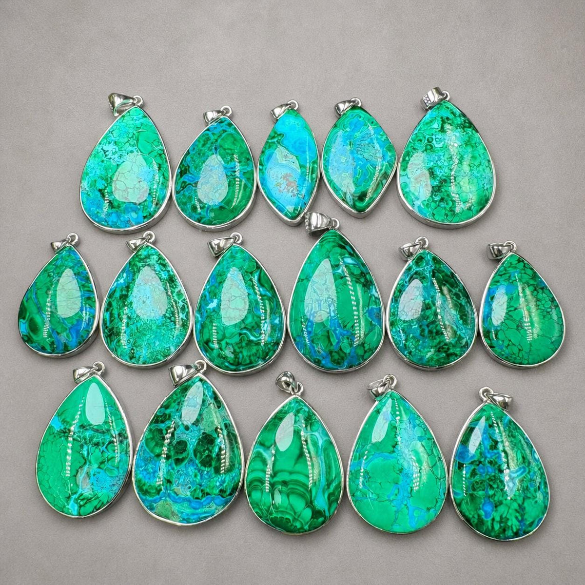 Blue Green Chrysocolla Oval Necklace, Sterling Silver Pendant, One of a Kind Natural Stone - view 4