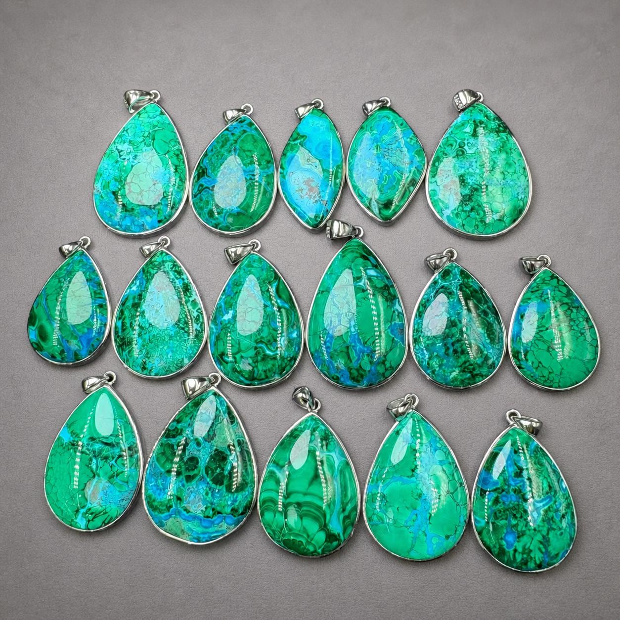 Blue Green Chrysocolla Oval Necklace, Sterling Silver Pendant, One of a Kind Natural Stone - view 6