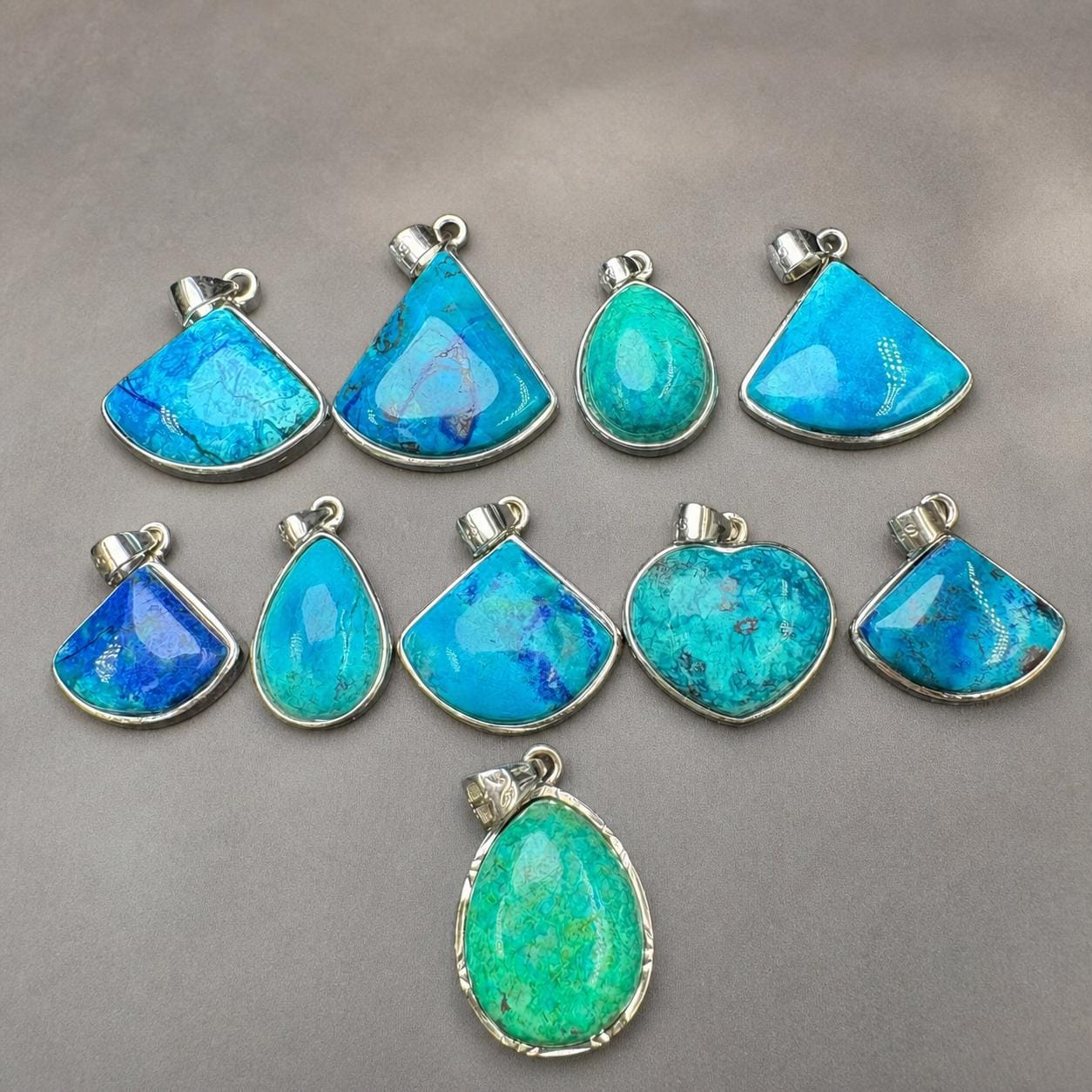 Phoenix Turquoise Geometric Necklace, Sterling Silver Pendant, Blue Natural Stone Jewelry Gift - view 5